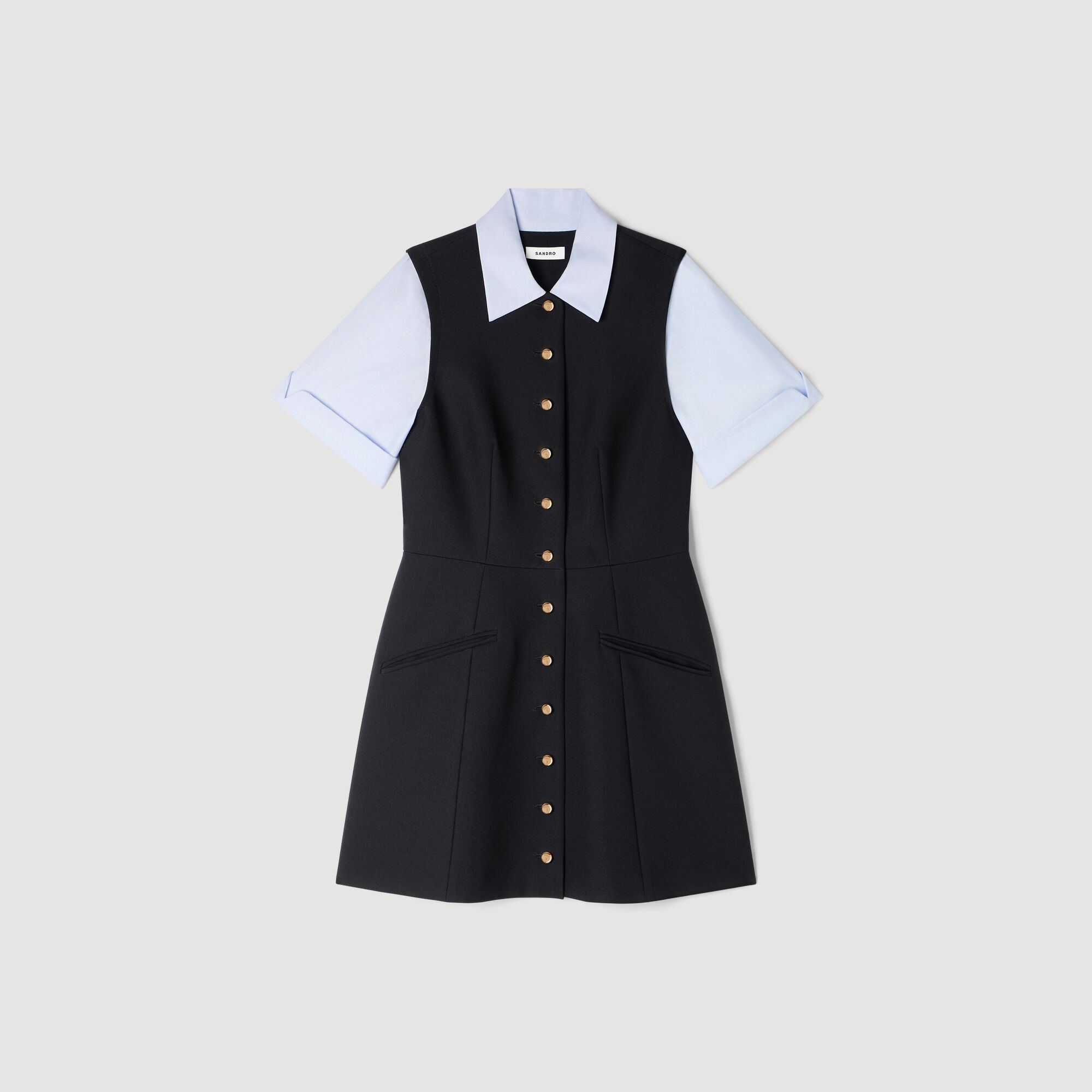 2-in-1 short dress black / gray For Women | Sandro Paris