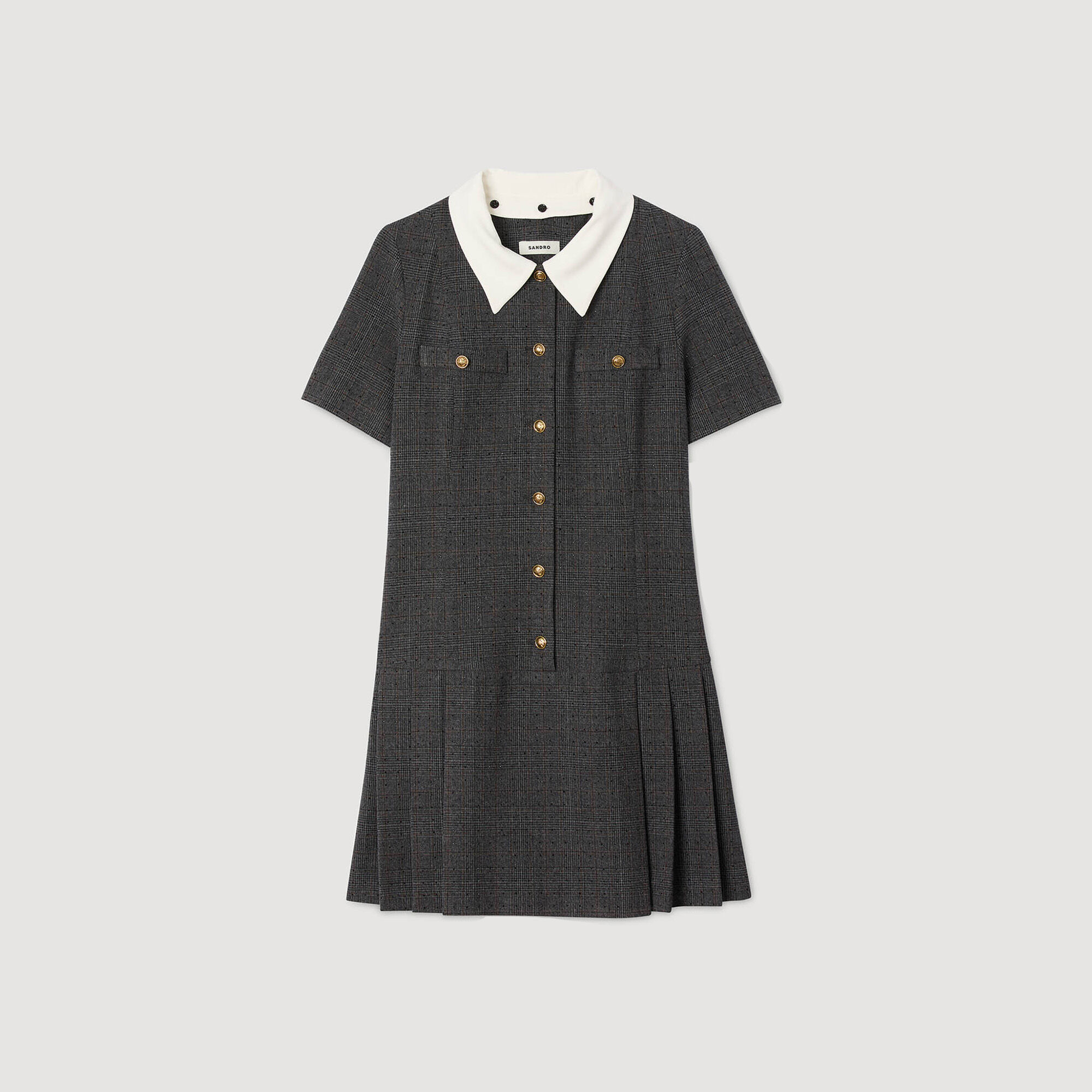 特価/完売前に【sandro】Contrast-Collar Jersey Mini Dress Sandro Contrast-Collar Sleeveless Jersey Mini Dress in White