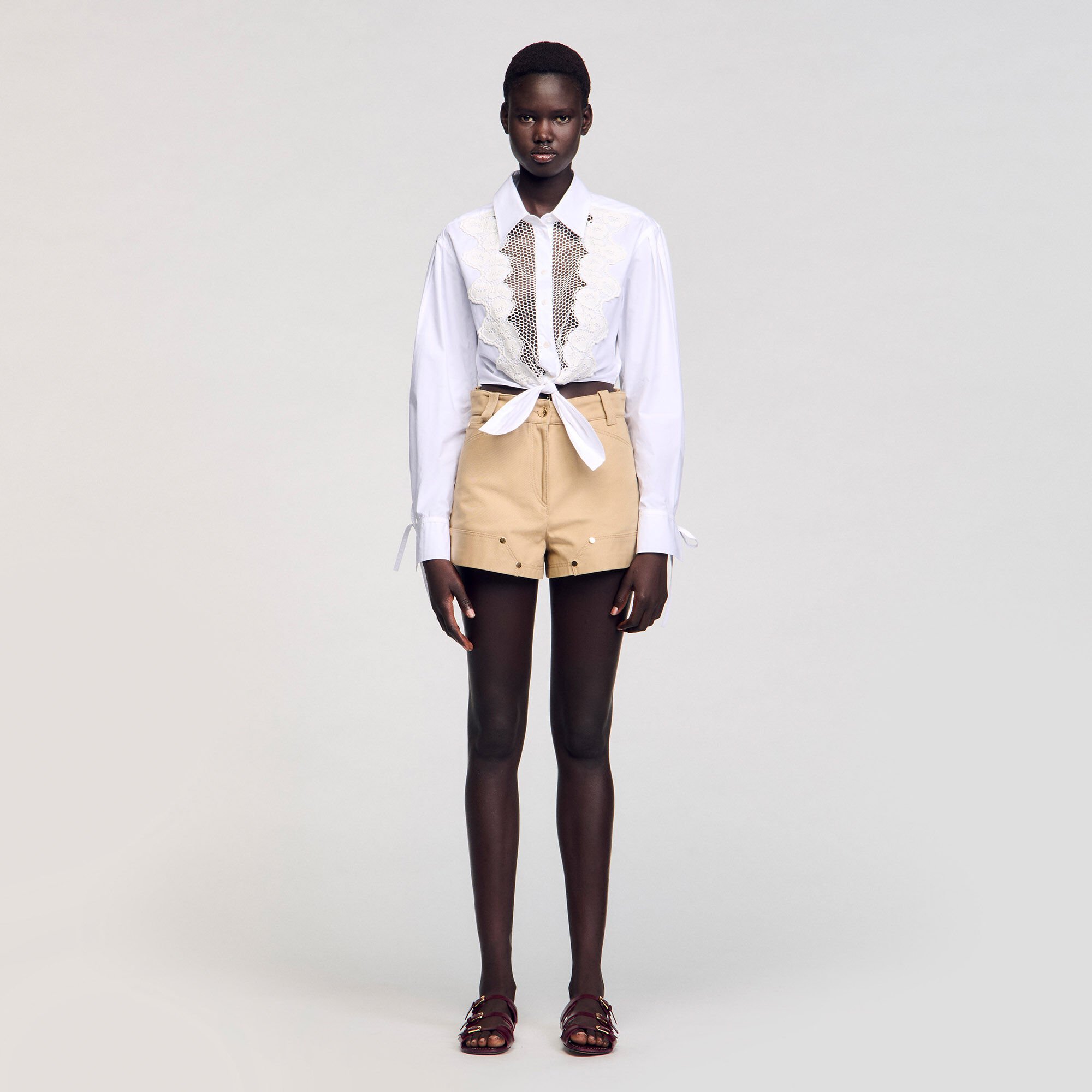 Lace bib shirt
