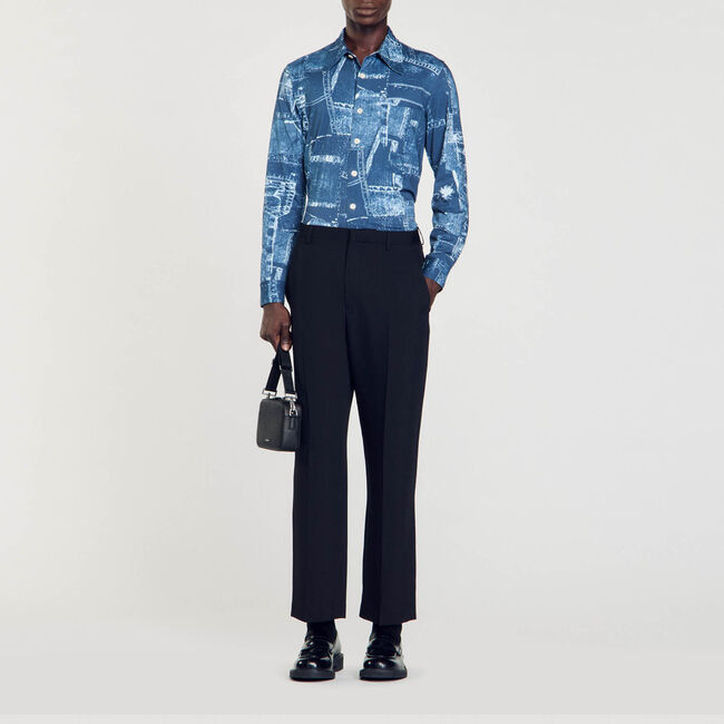 Patchwork print cotton shirt
