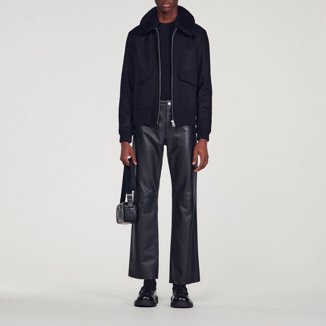 Shearling collar aviator jacket