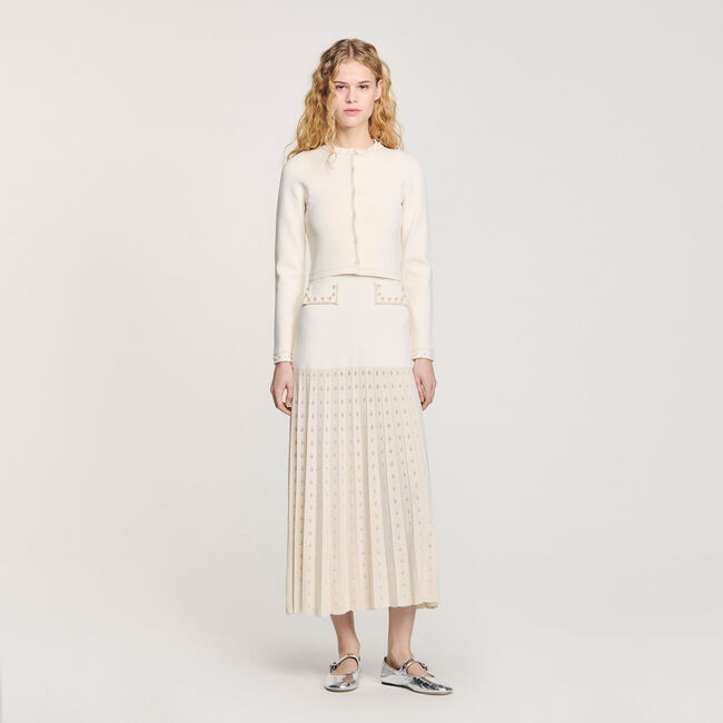 Cropped cardigan with peal buttons