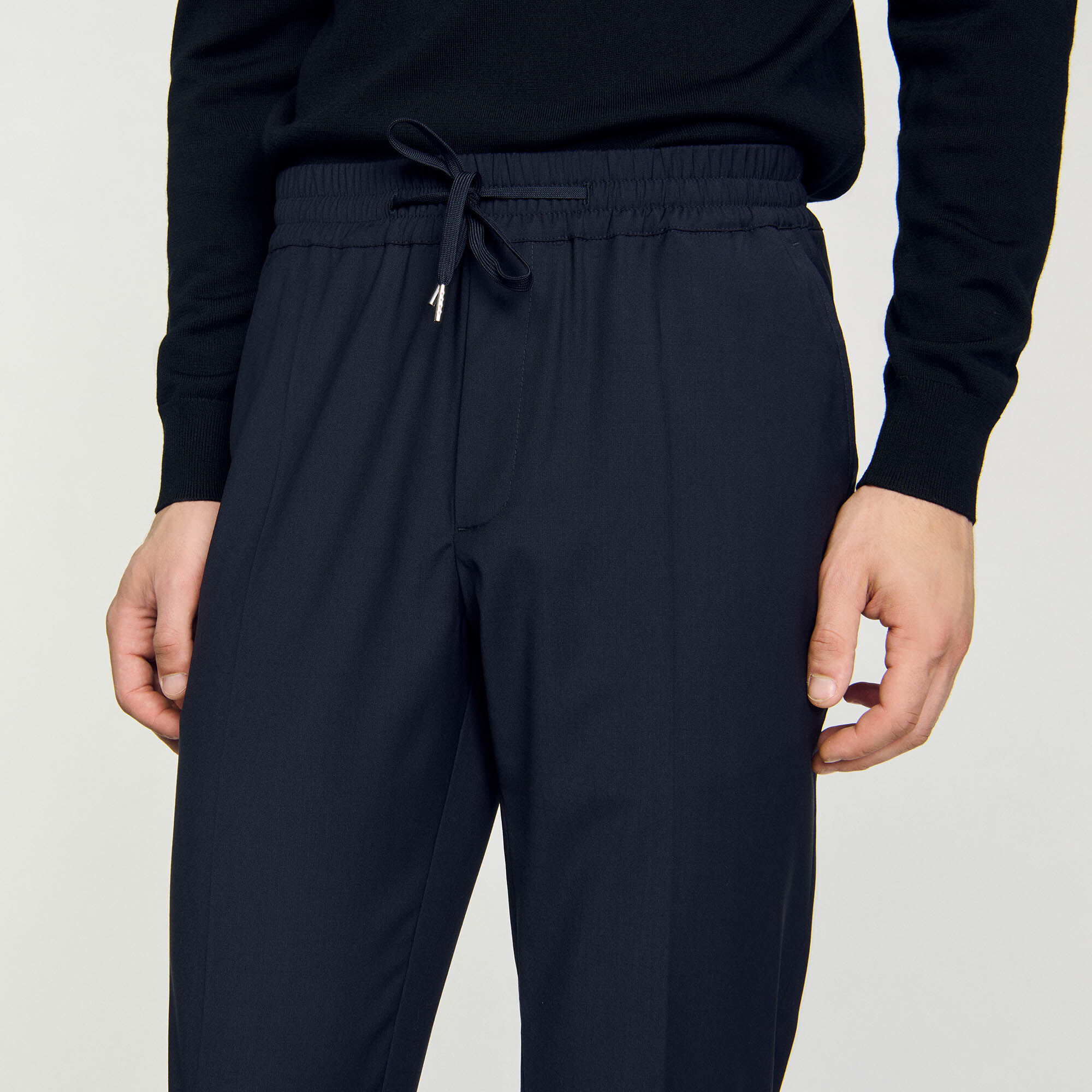 Elasticated straight-leg trousers