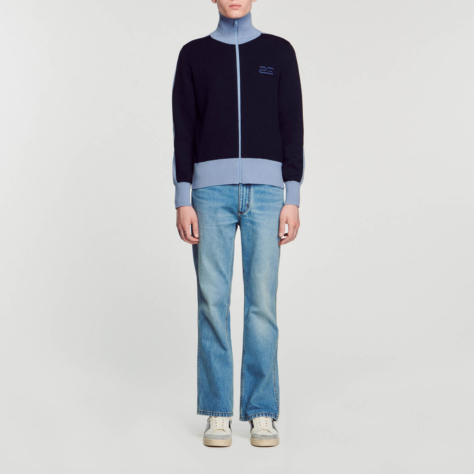 Two-tone knit cardigan