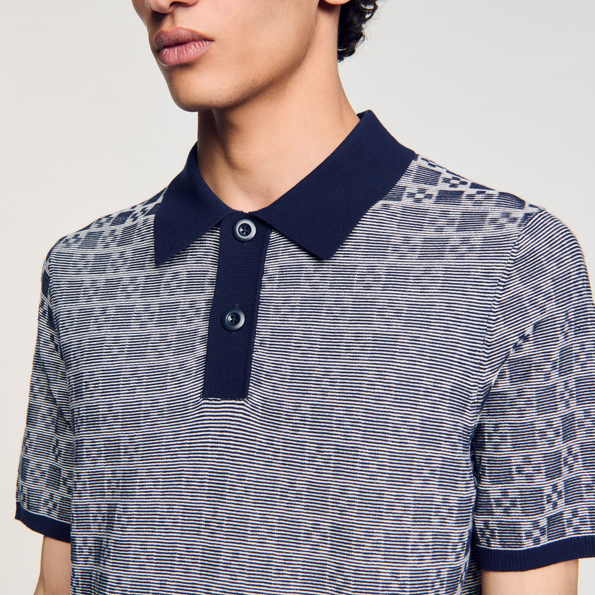 Square Cross polo shirt blue for Men | Sandro Paris