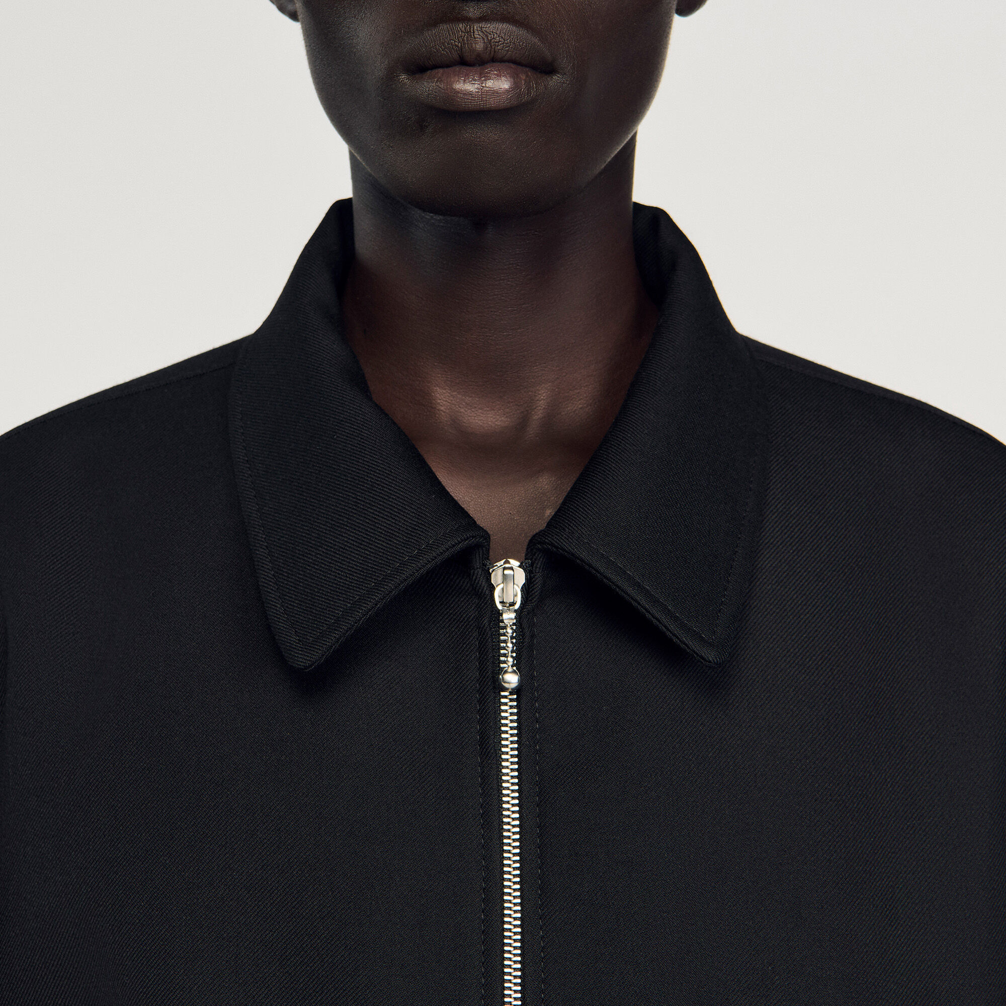 Zip-up jacket black / gray for Men | Sandro Paris