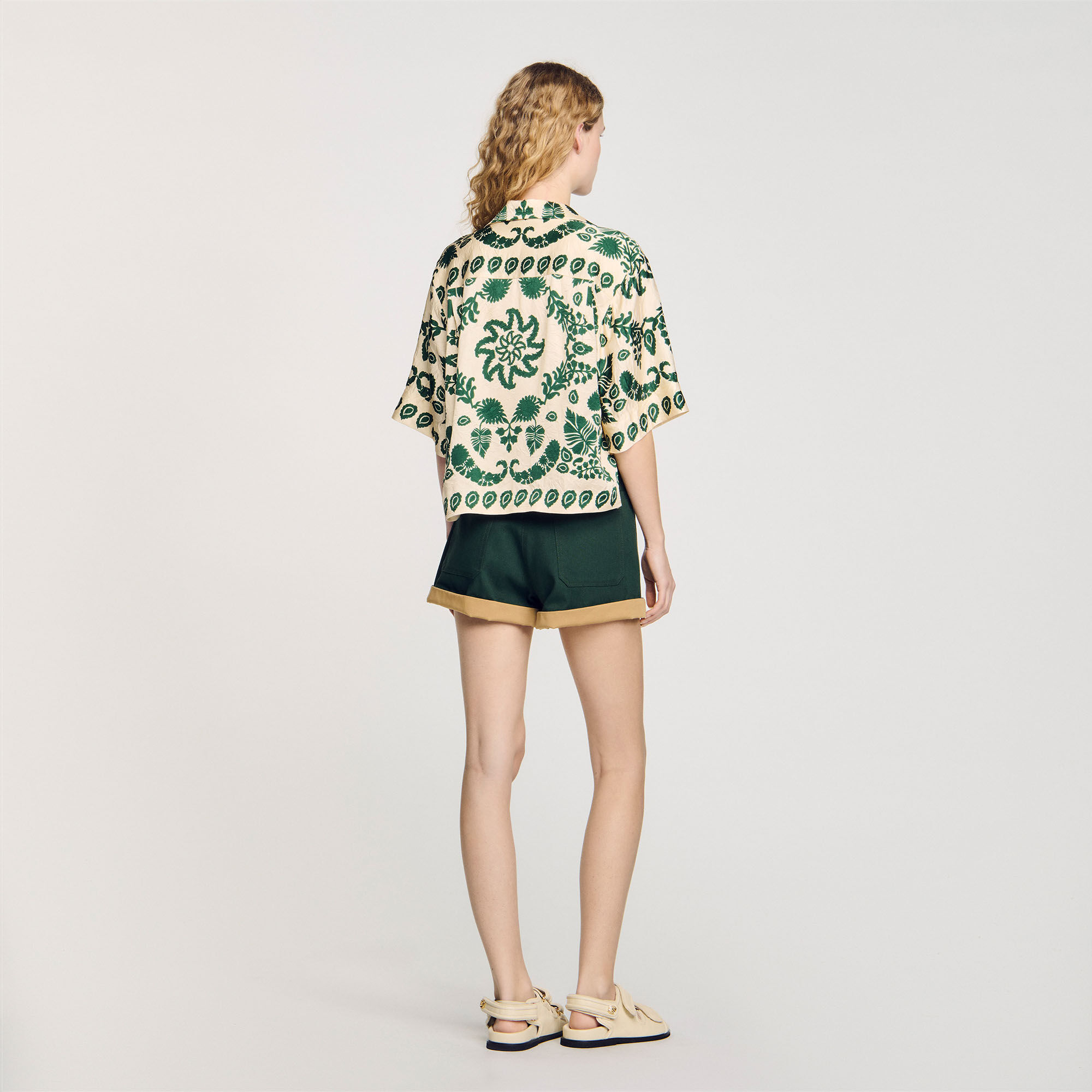 Floral motif shirt white / beige For Women | Sandro Paris