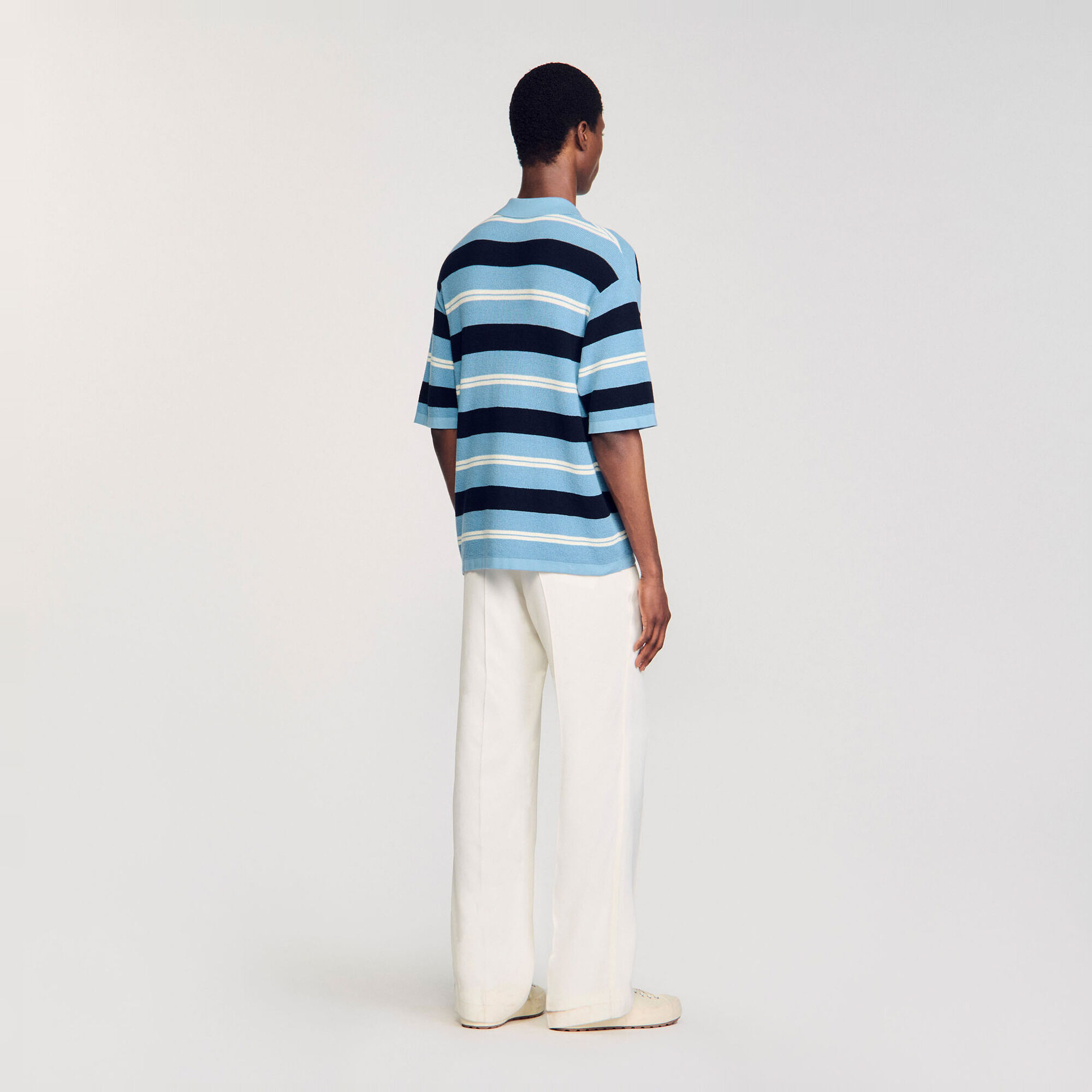 Stripy knit polo shirt - Men | Sandro