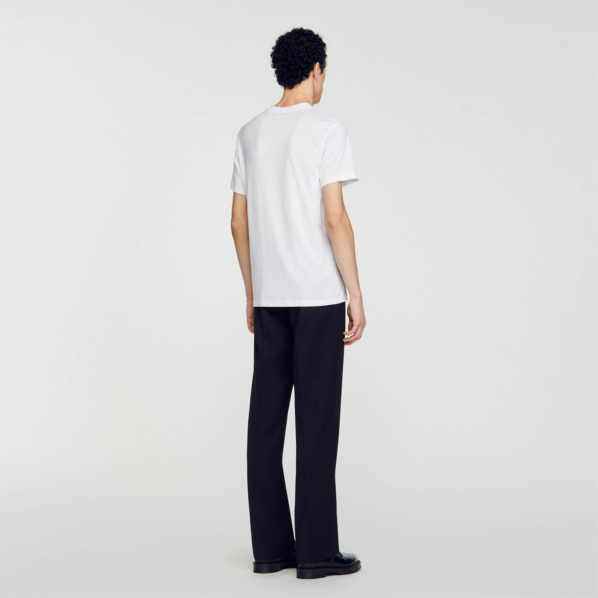 Short-sleeved T-shirt white / beige for Men | Sandro Paris