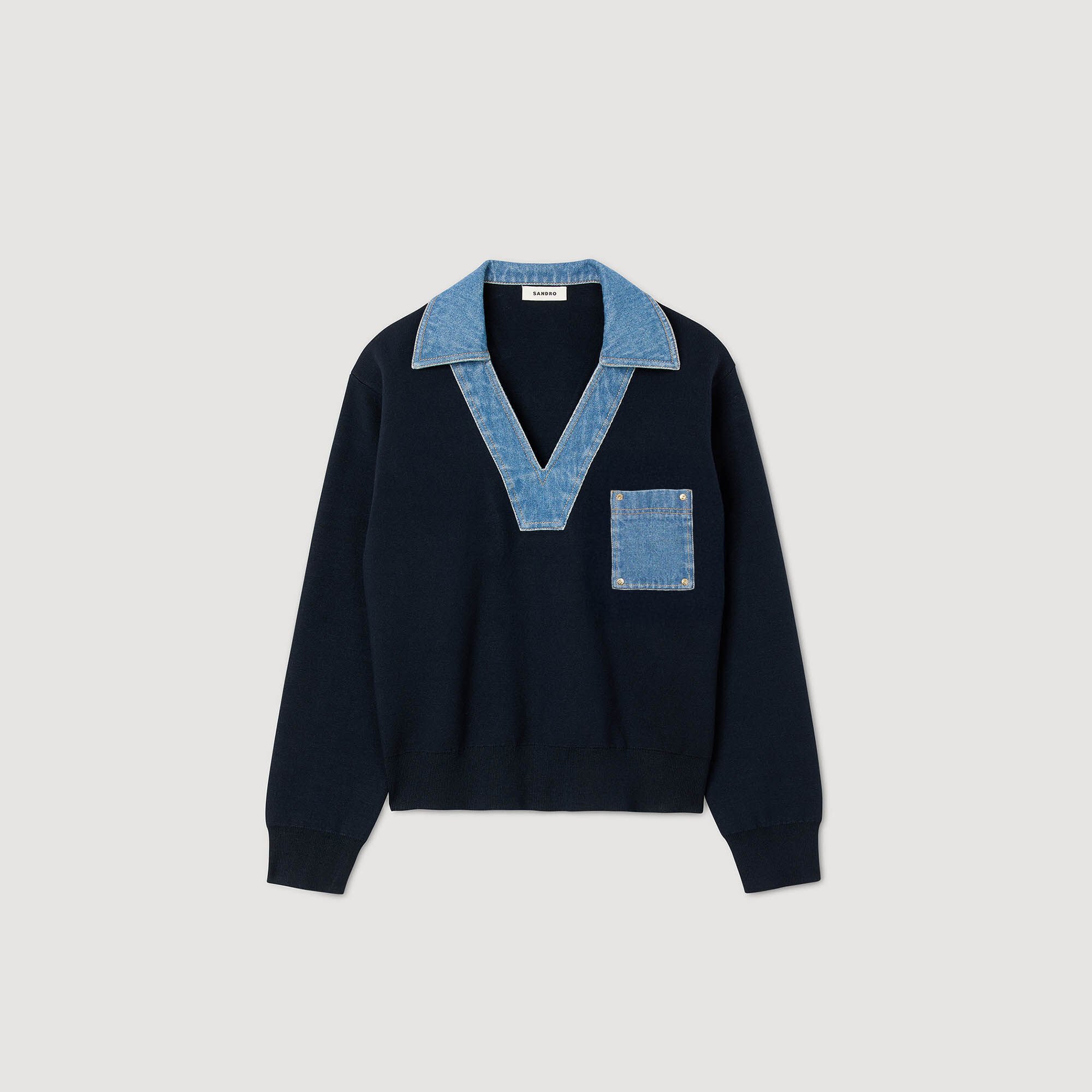 Jumper with denim details