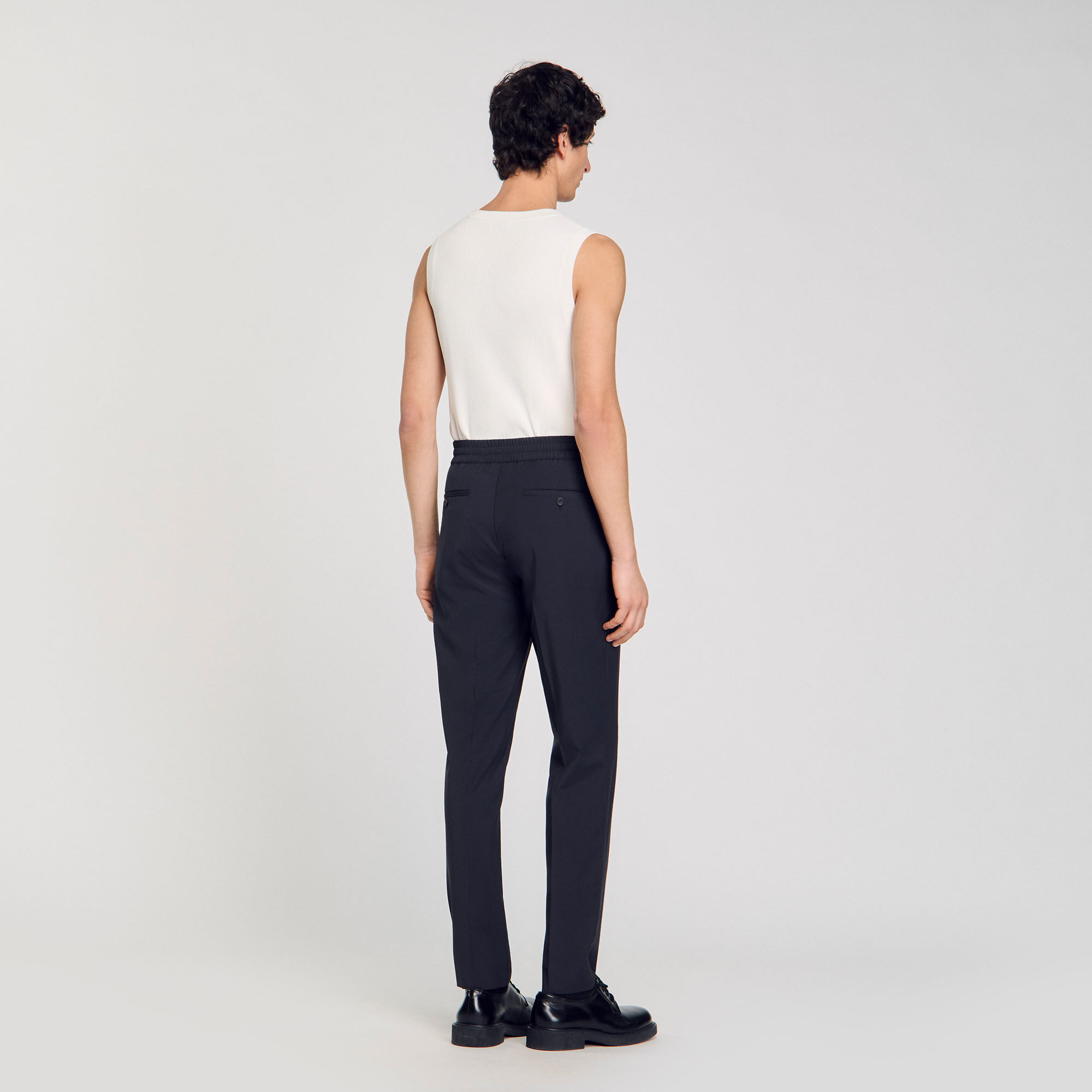 Elasticated straight-leg trousers