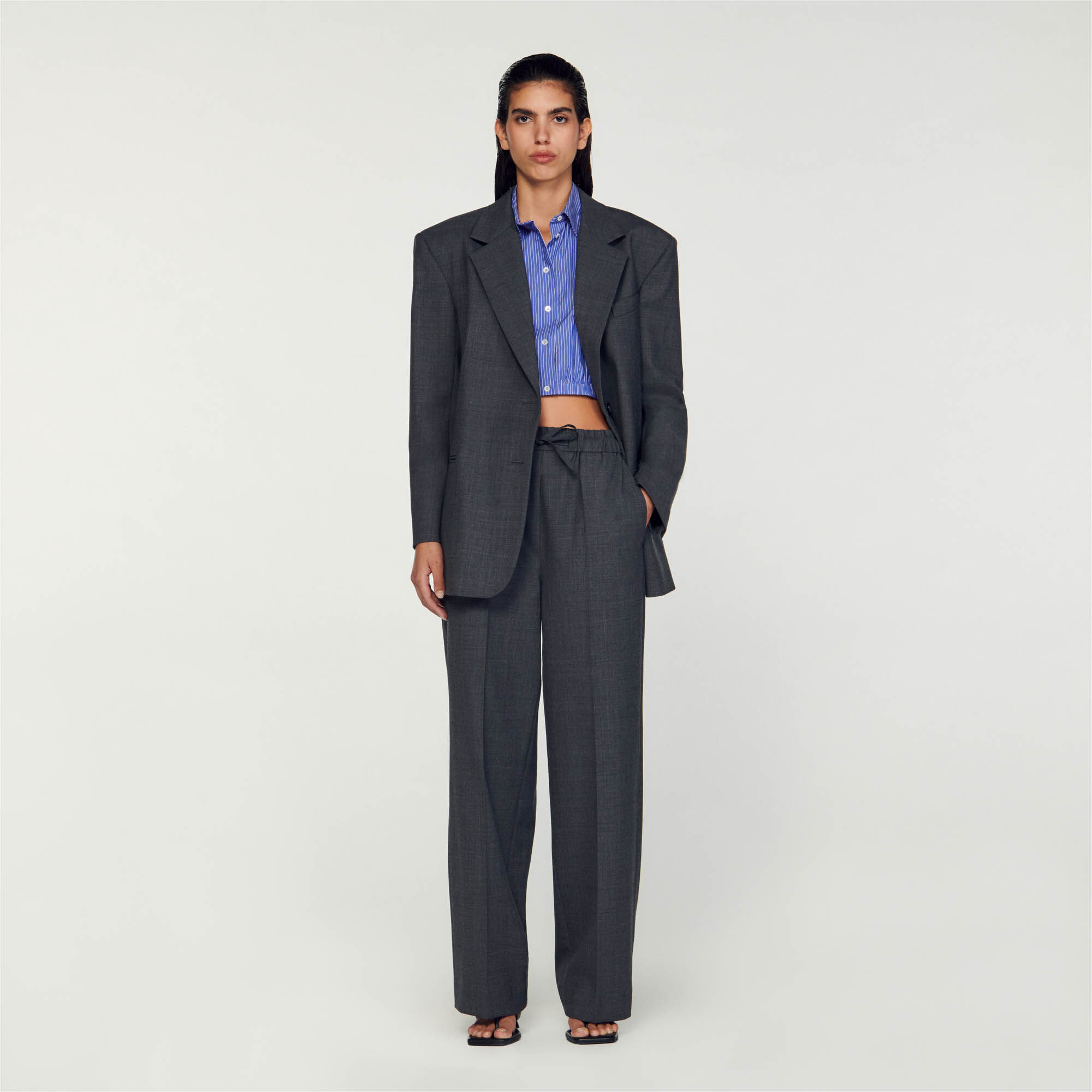 Womens Short Pants Suit Ladies Autumn Winter Long Sleeved Suit Trousers Suit  Elegant Suit Tracksuit (Work-B-Black, M) | Algopix