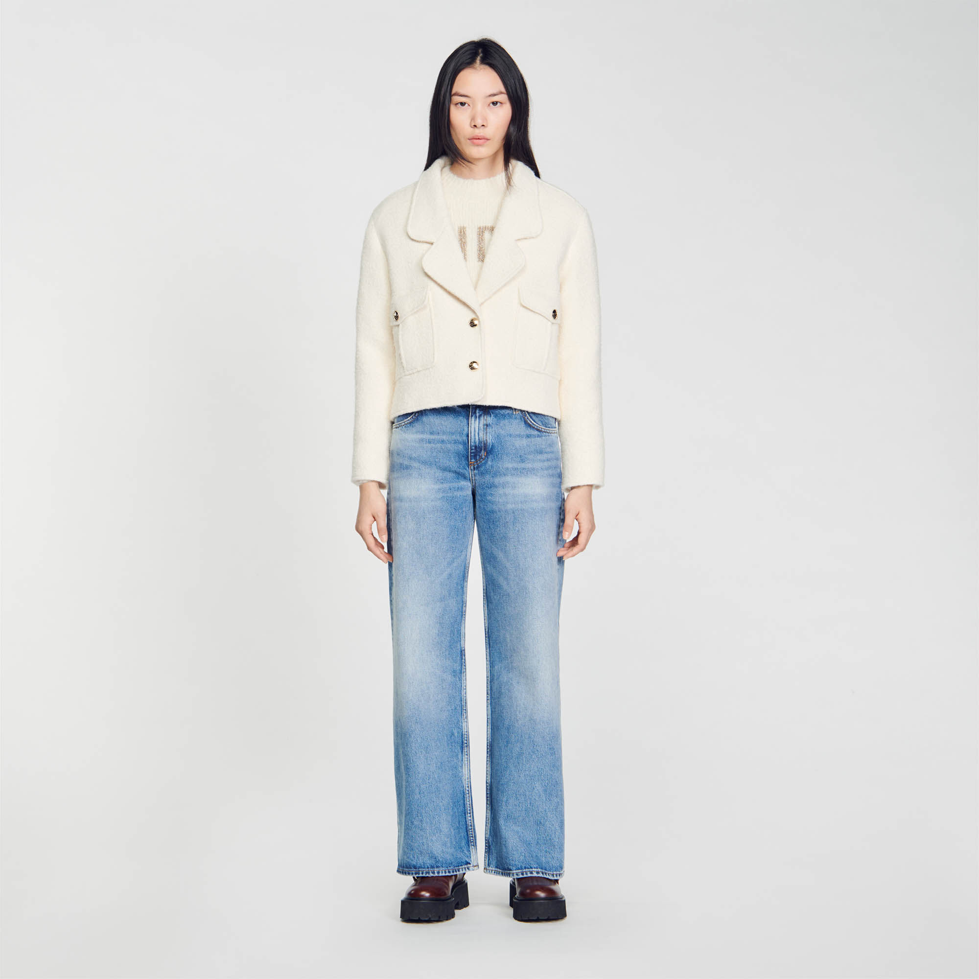 Teal cropped jacket hotsell