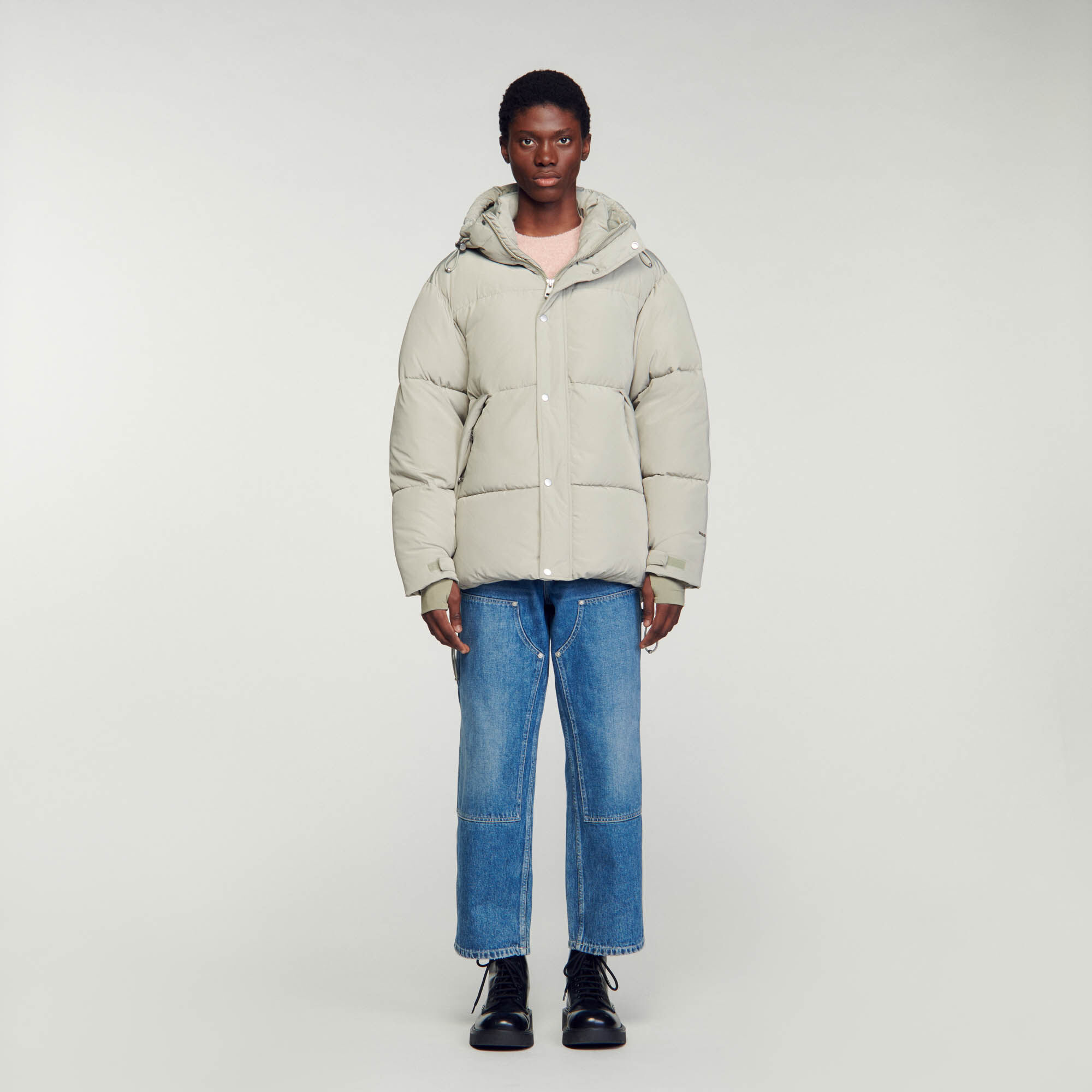 3 4 length hooded puffer jacket