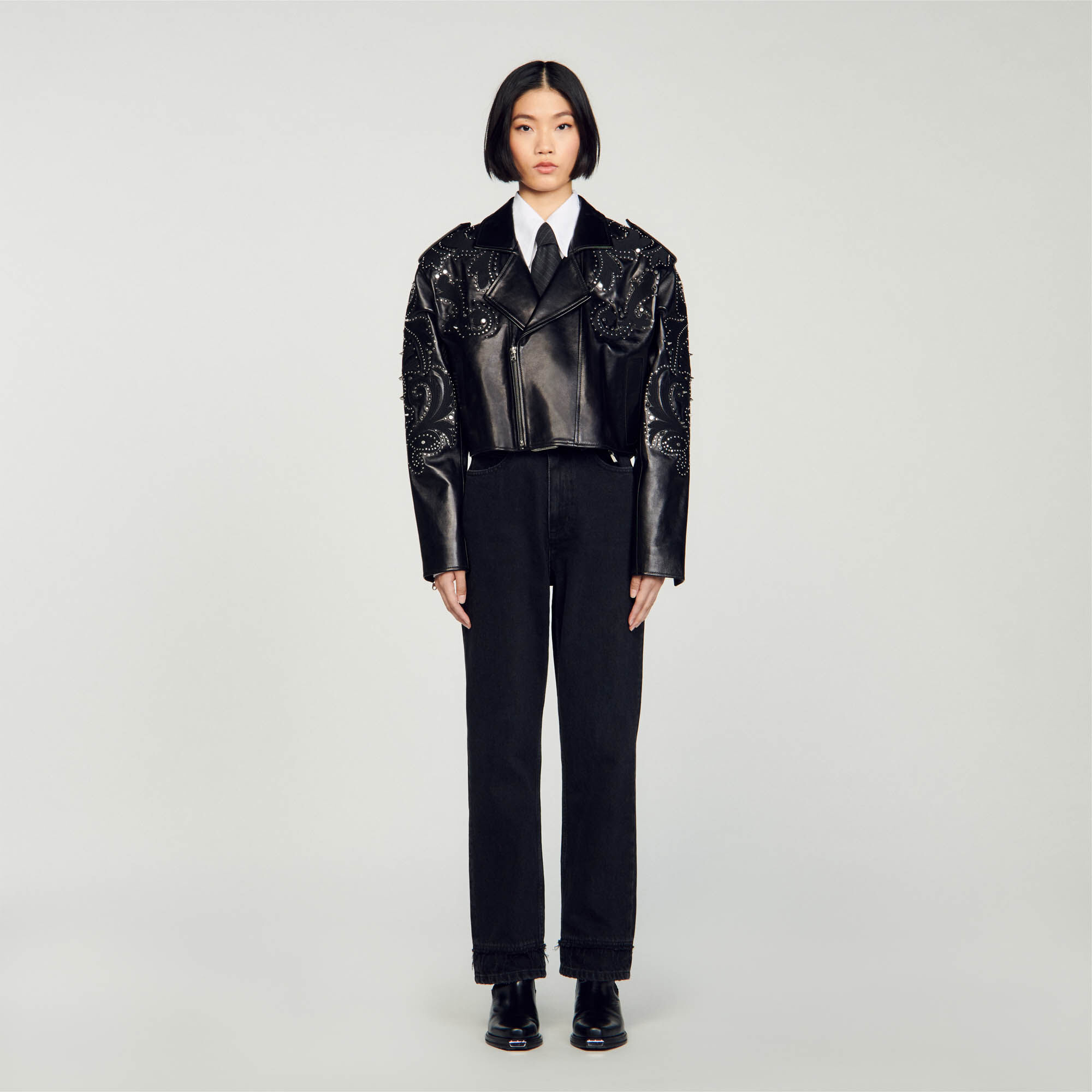 Studded leather jacket Blazers Jackets Sandro paris