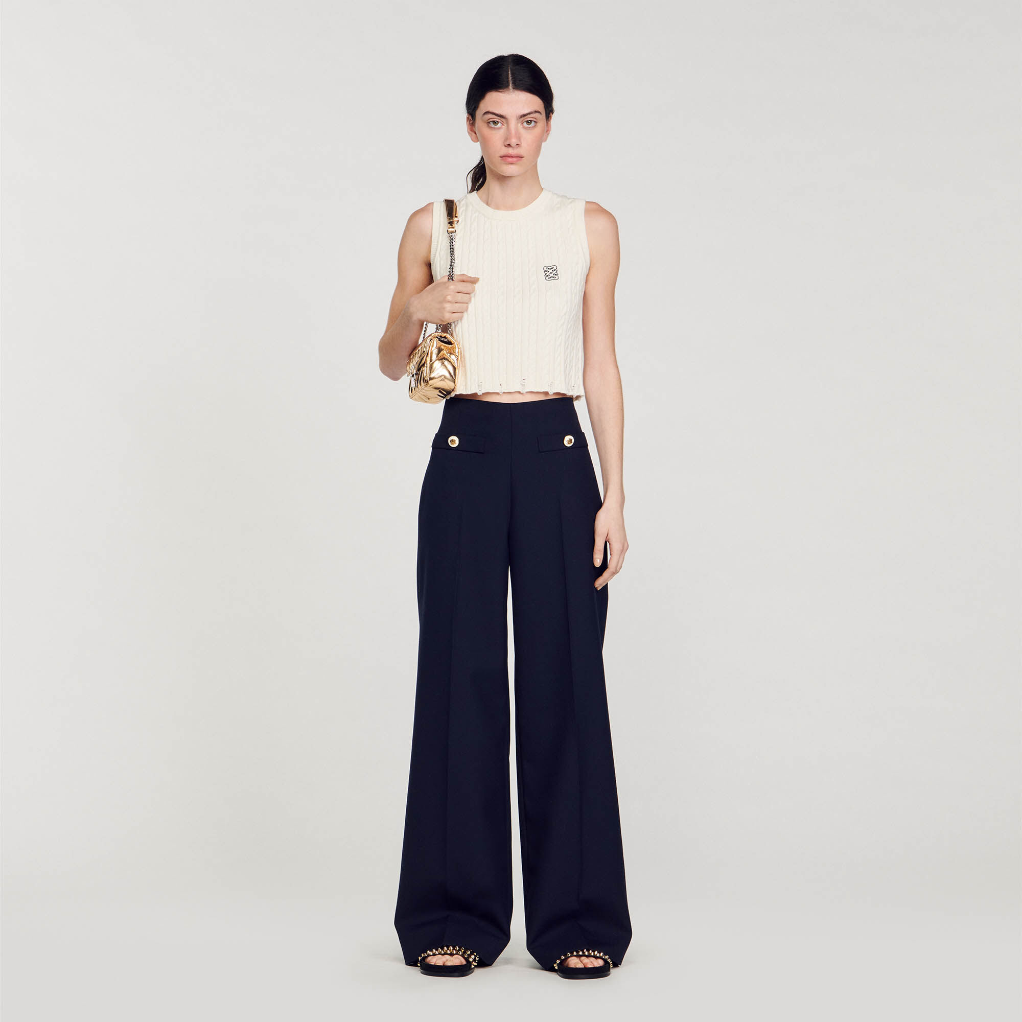 Pantalon large deals bleu marine