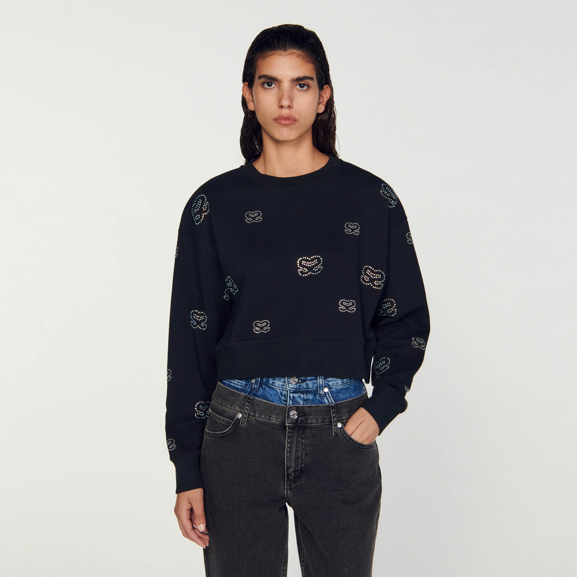 Double on sale neck sweatshirt