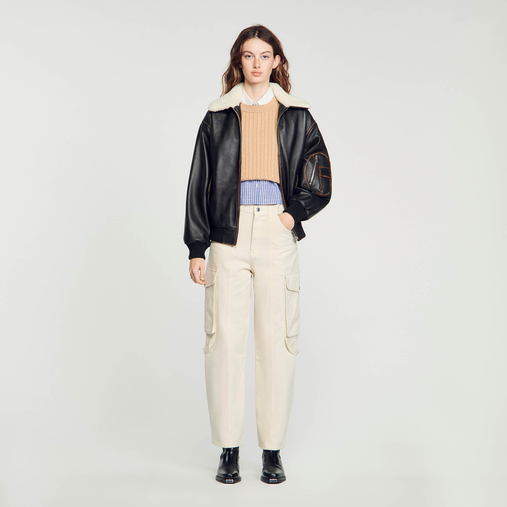 Veste en new arrivals jean femme sandro