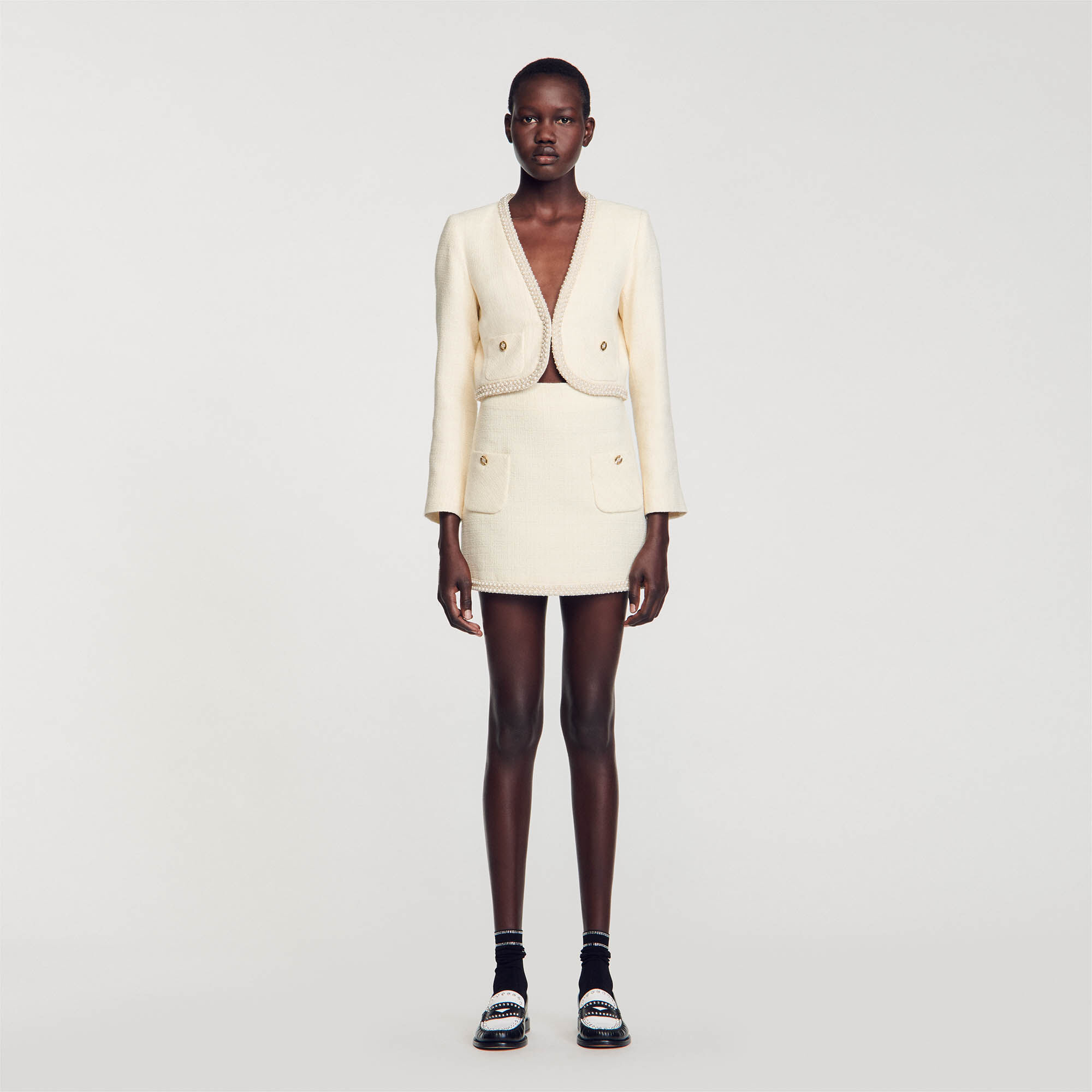 Beaded tweed skirt Skirts Shorts Sandro paris