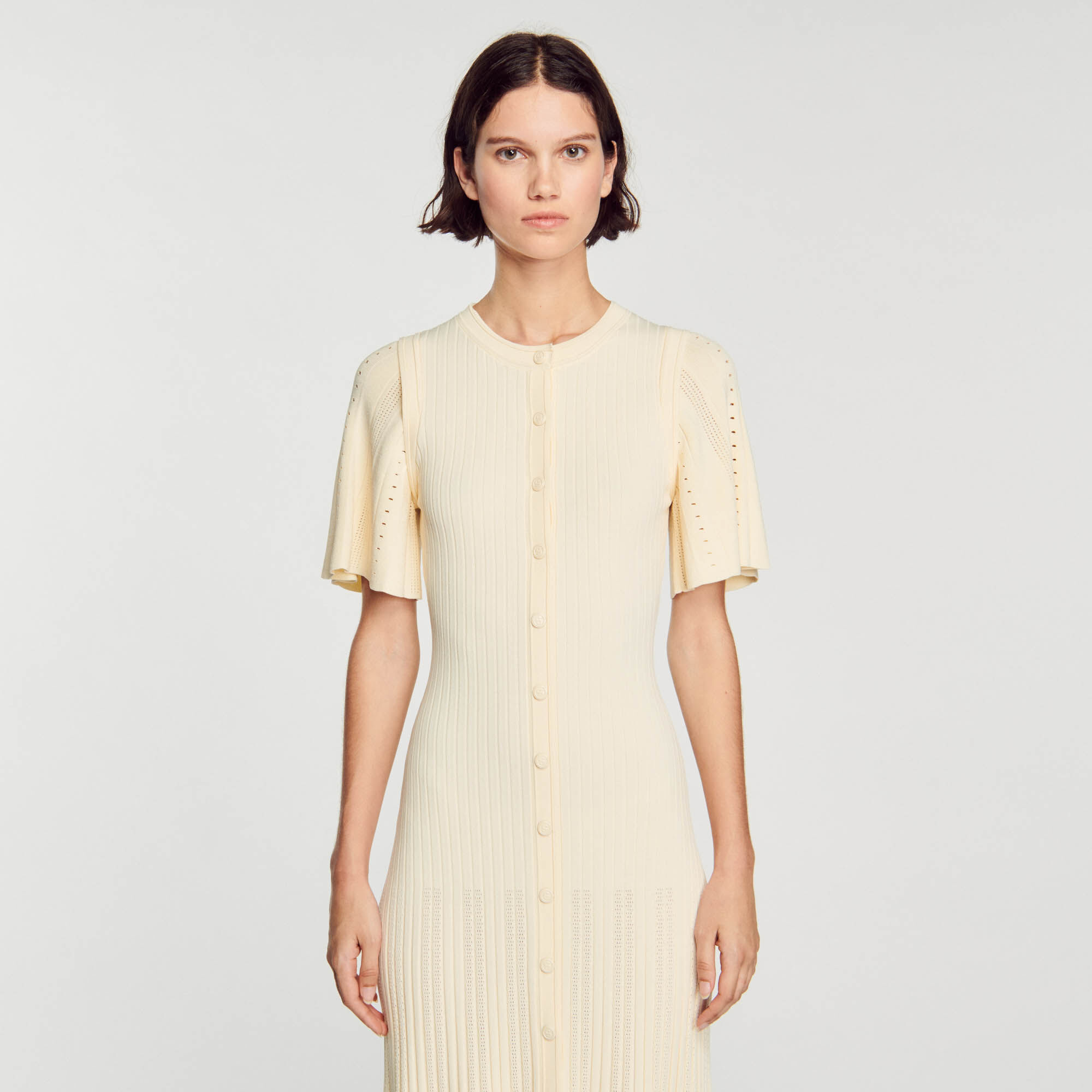 Two-tone midi knit dress - Dresses - Sandro-paris.com