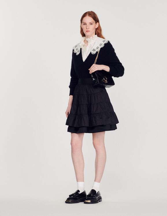 Short dual-material skirt Black Femme