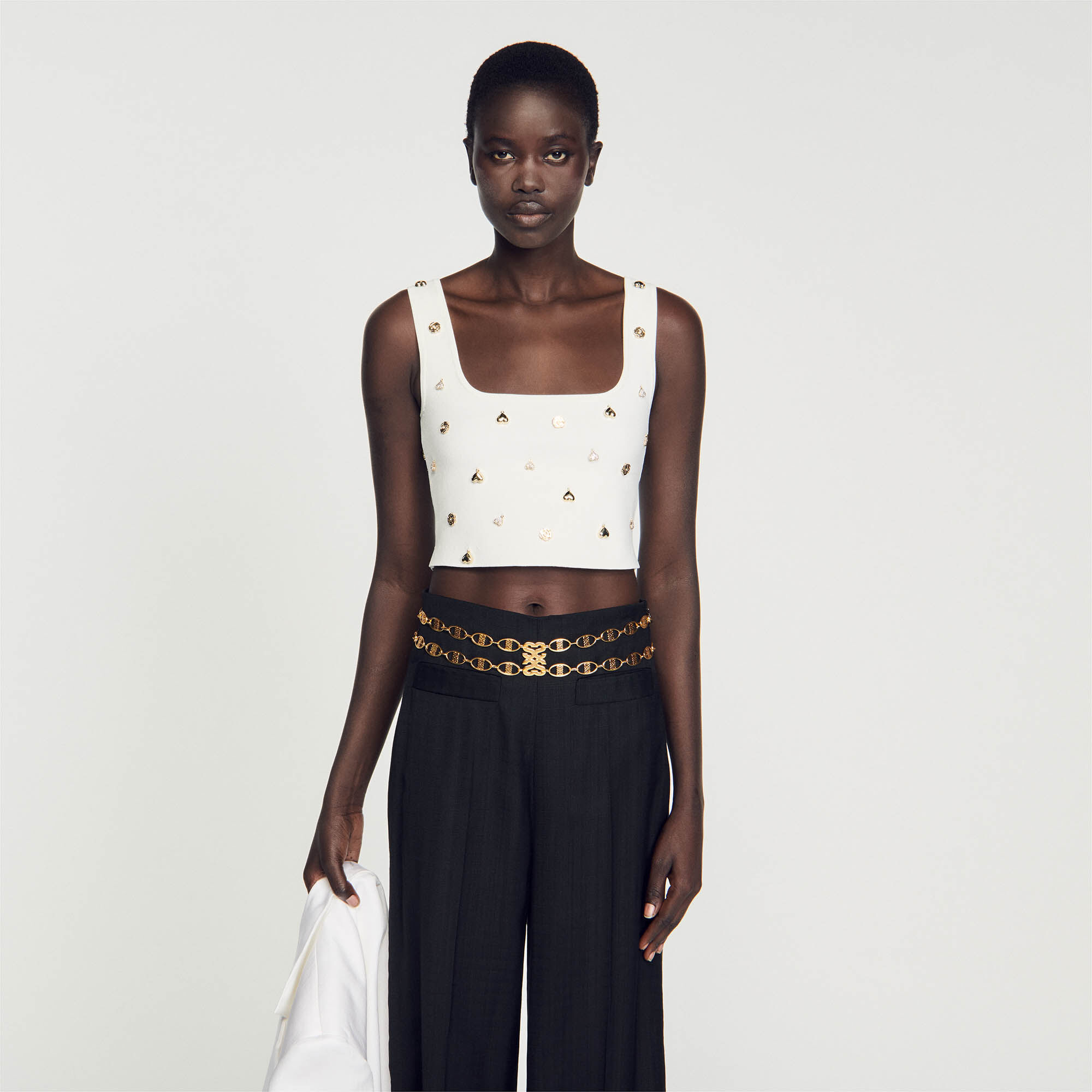 Black knit online crop top