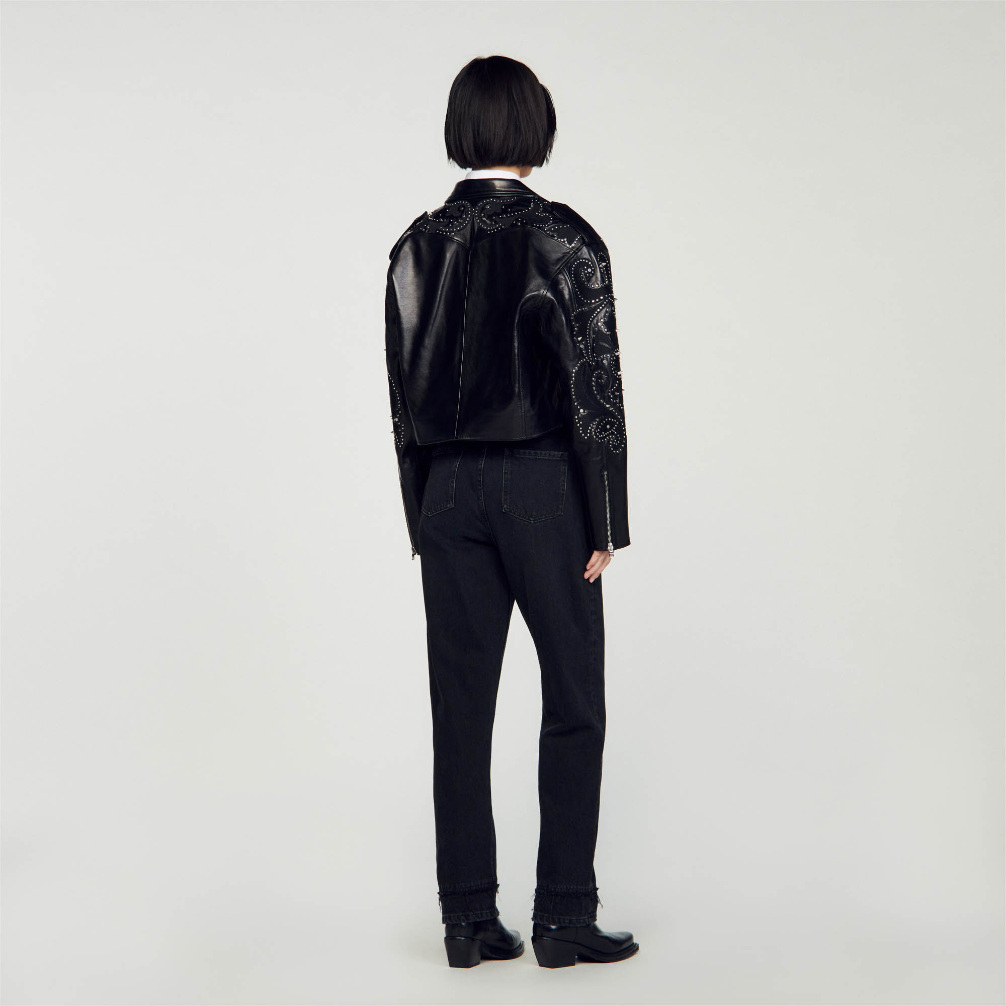 Studded leather jacket Blazers Jackets Sandro paris