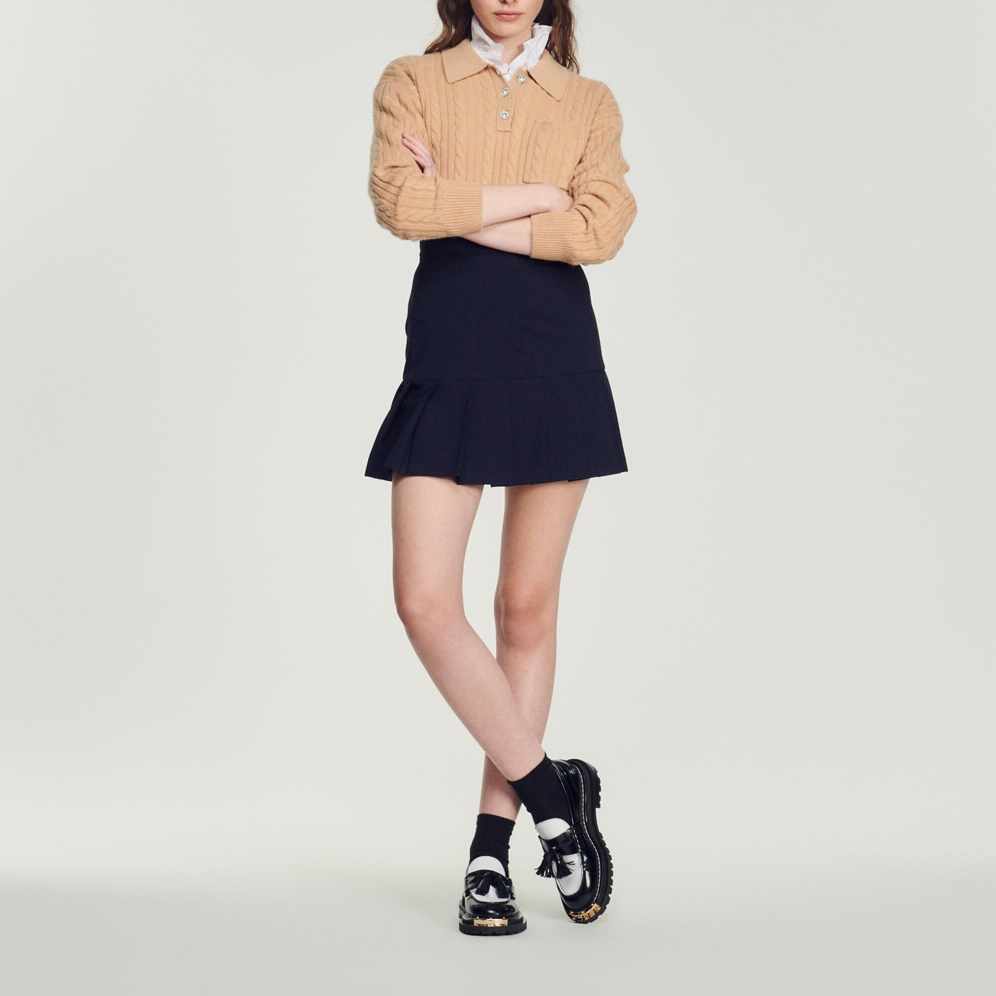 Short dress with hot sale pleated skirt bottom sandro