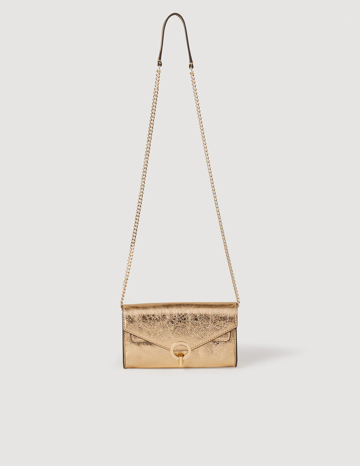 Gold leather clutch bag - All Bags - Sandro-paris.com
