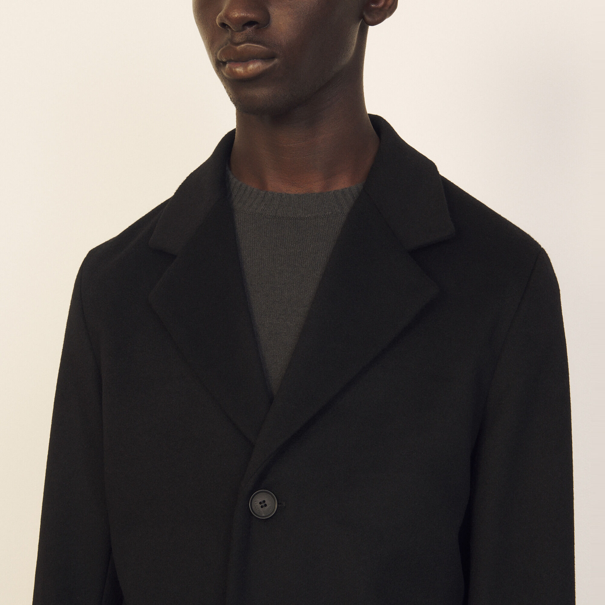 sandro black wool coat