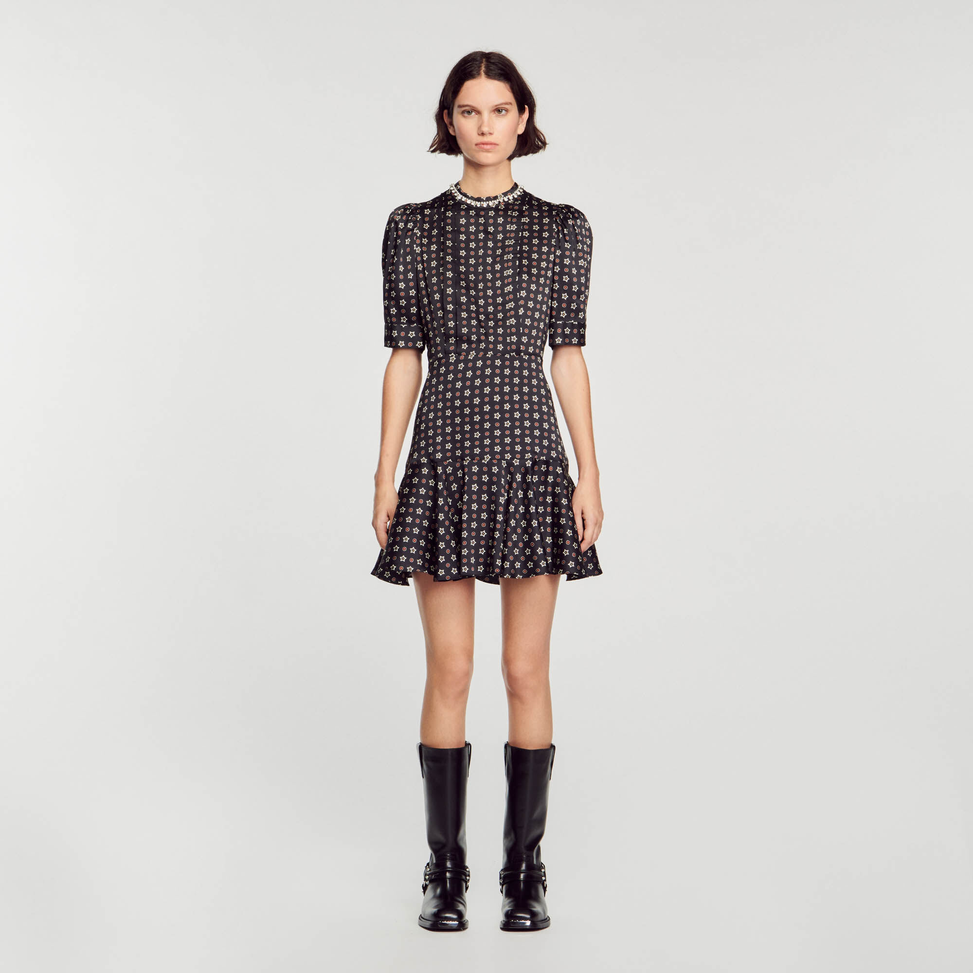 Short star-print dress