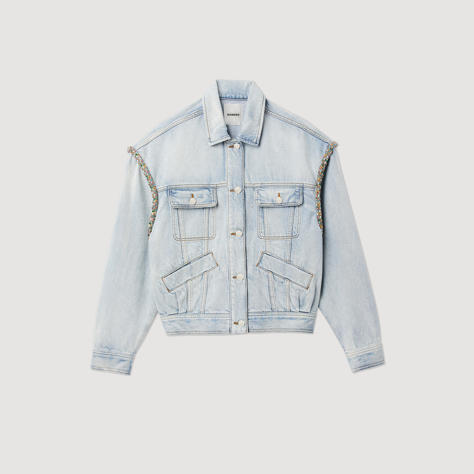 Denim jacket with rhinestones All Selection Sandro paris