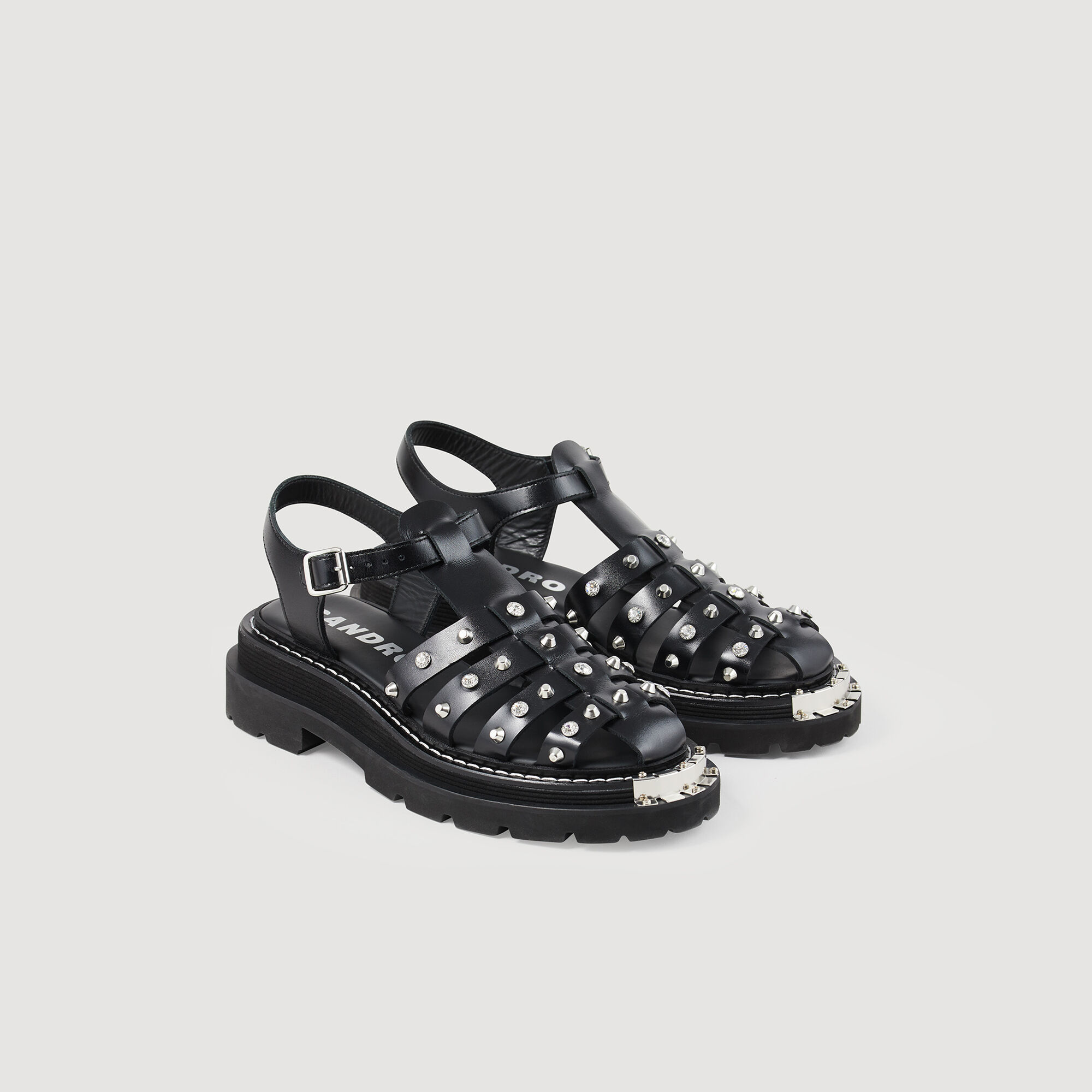 Olys studded leather sandals More Responsible Sandro paris