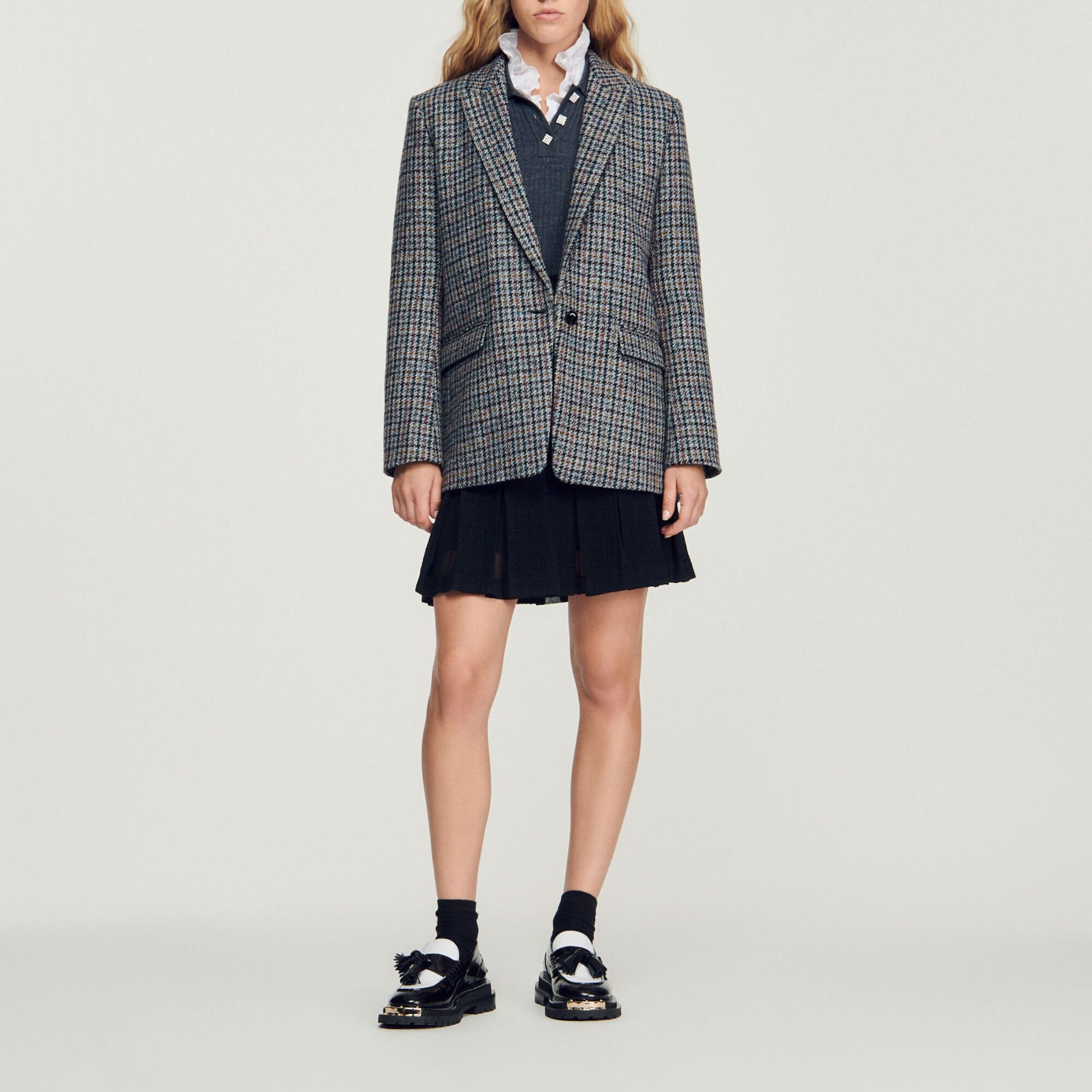 Sandro tartan sales tailored jacket