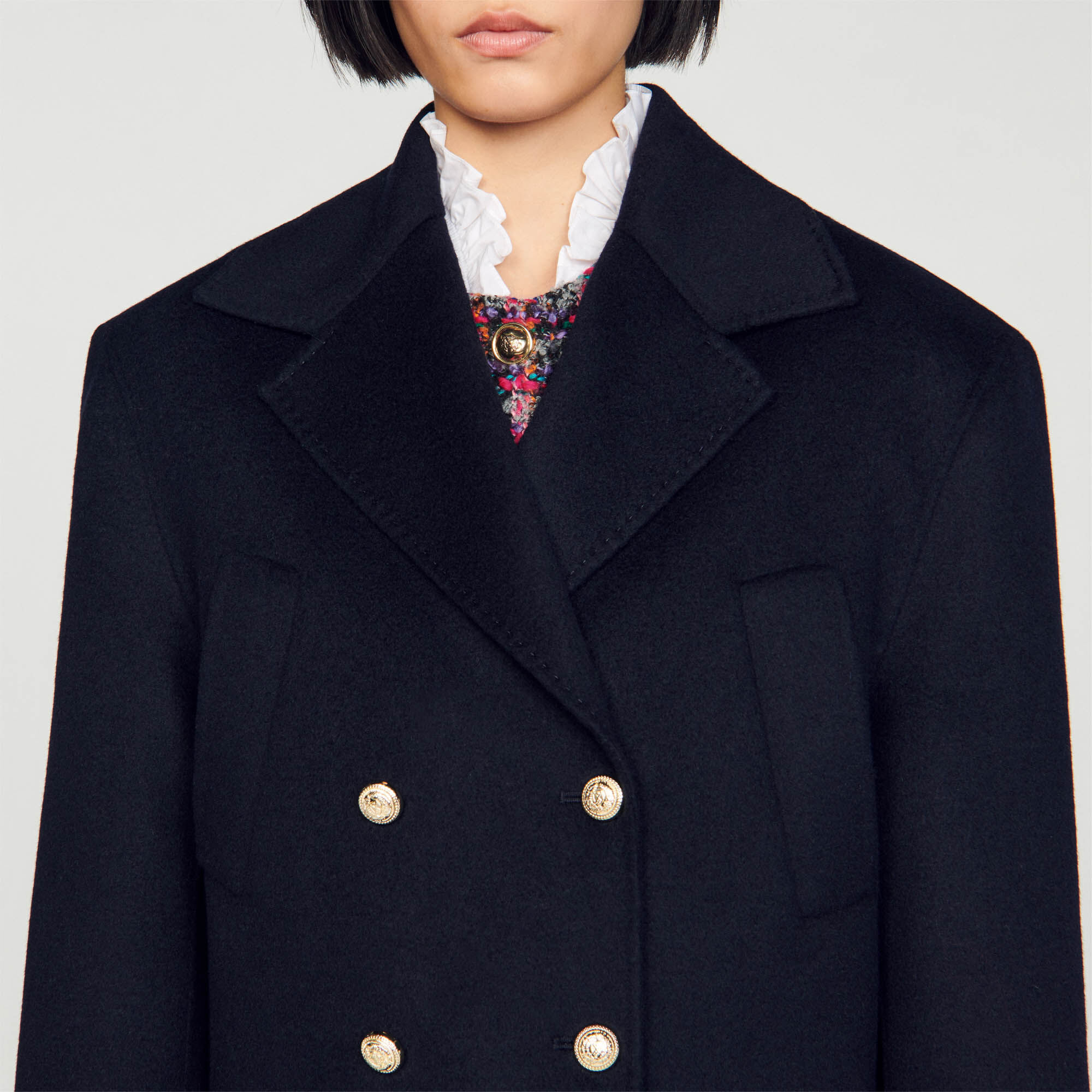 Sandro navy coat hot sale