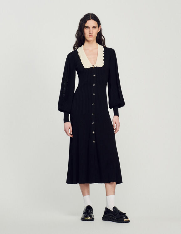 Long dress with long sleeves Black Femme