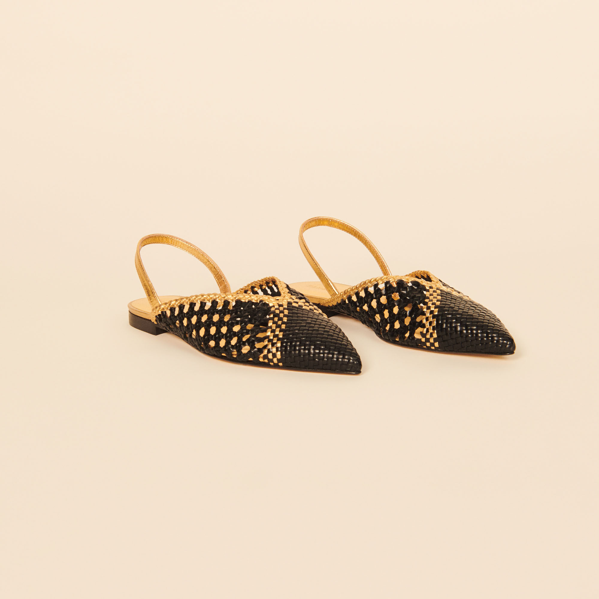 Woven leather slingbacks outlet