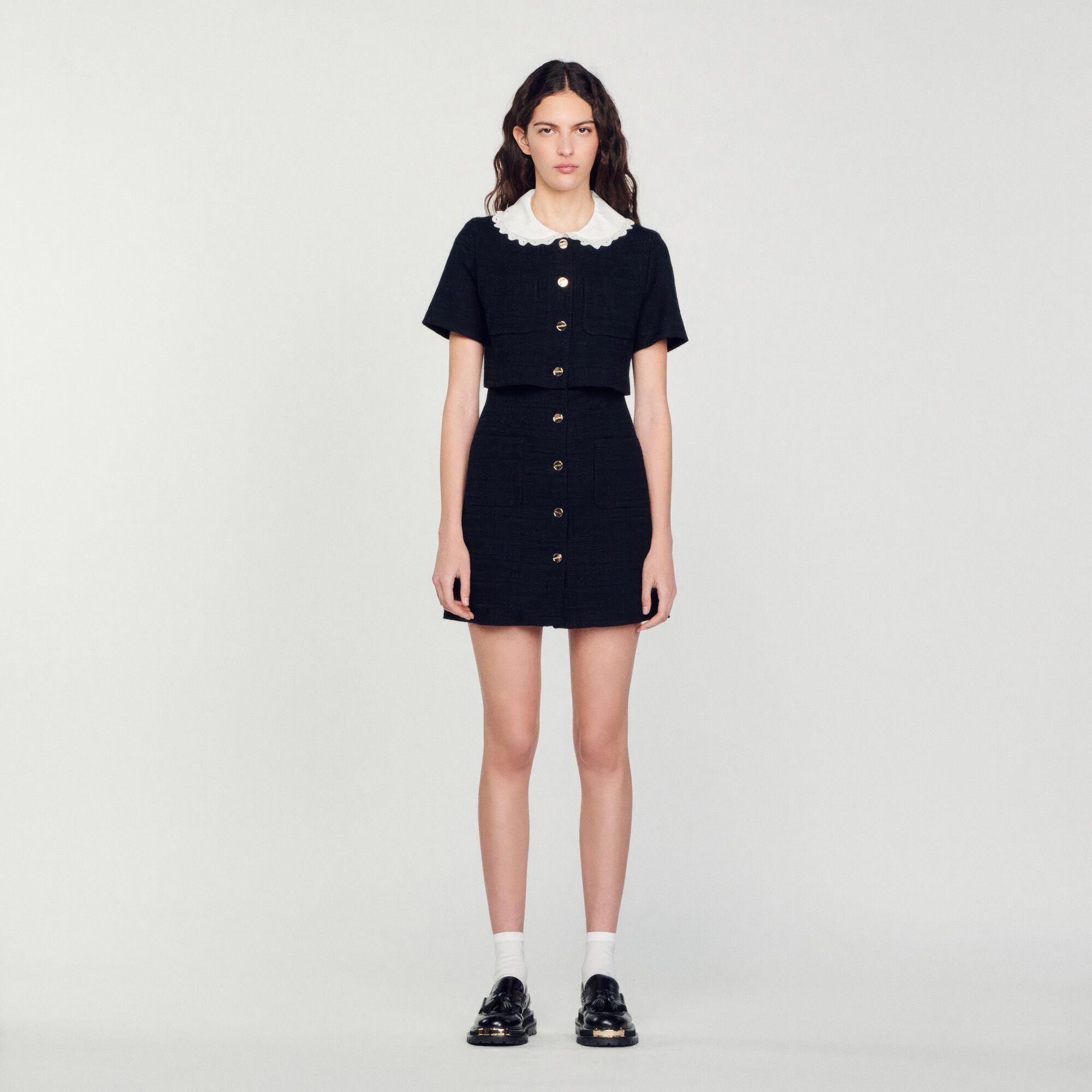 Tweed dress with collar shop