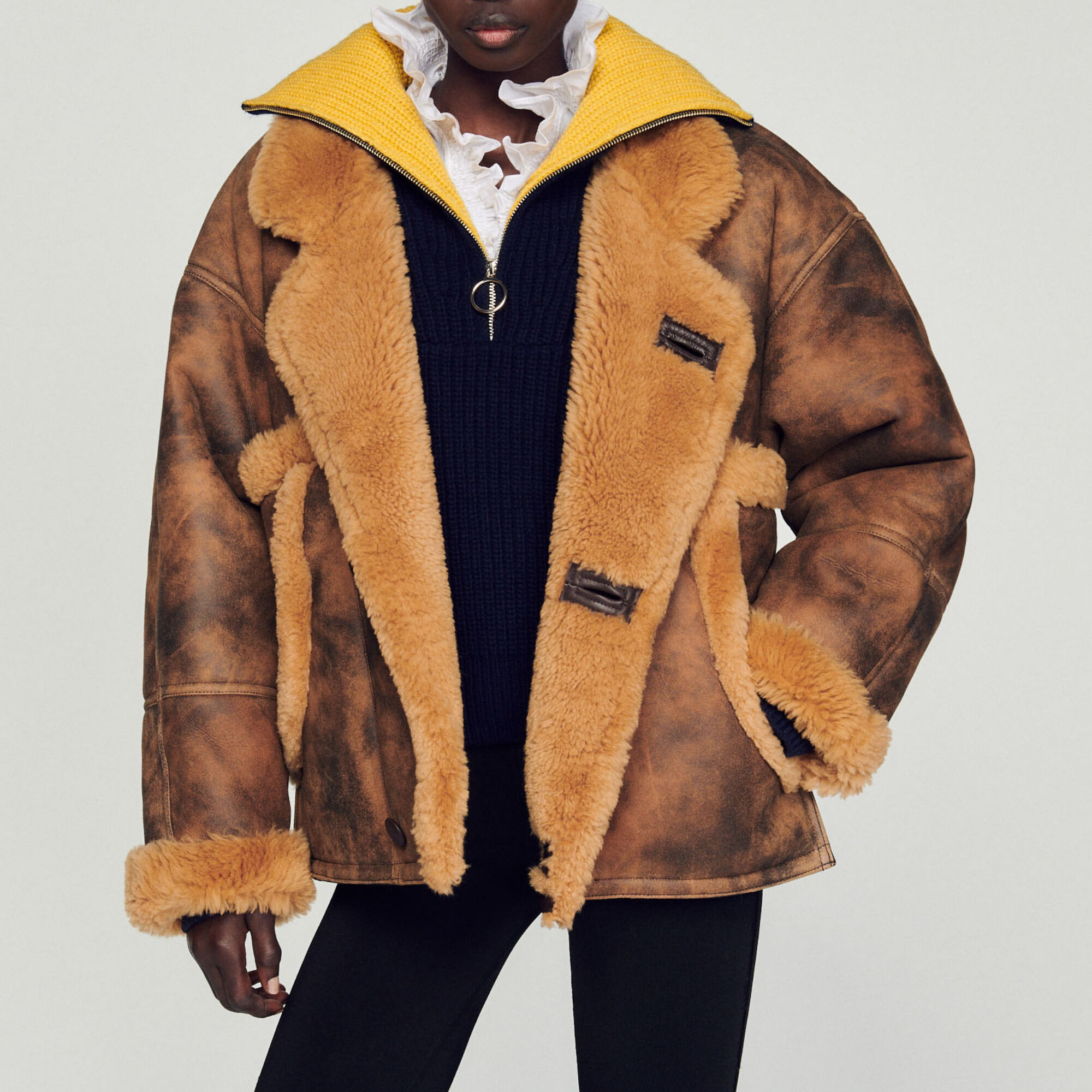 Oversized hot sale sheepskin coat