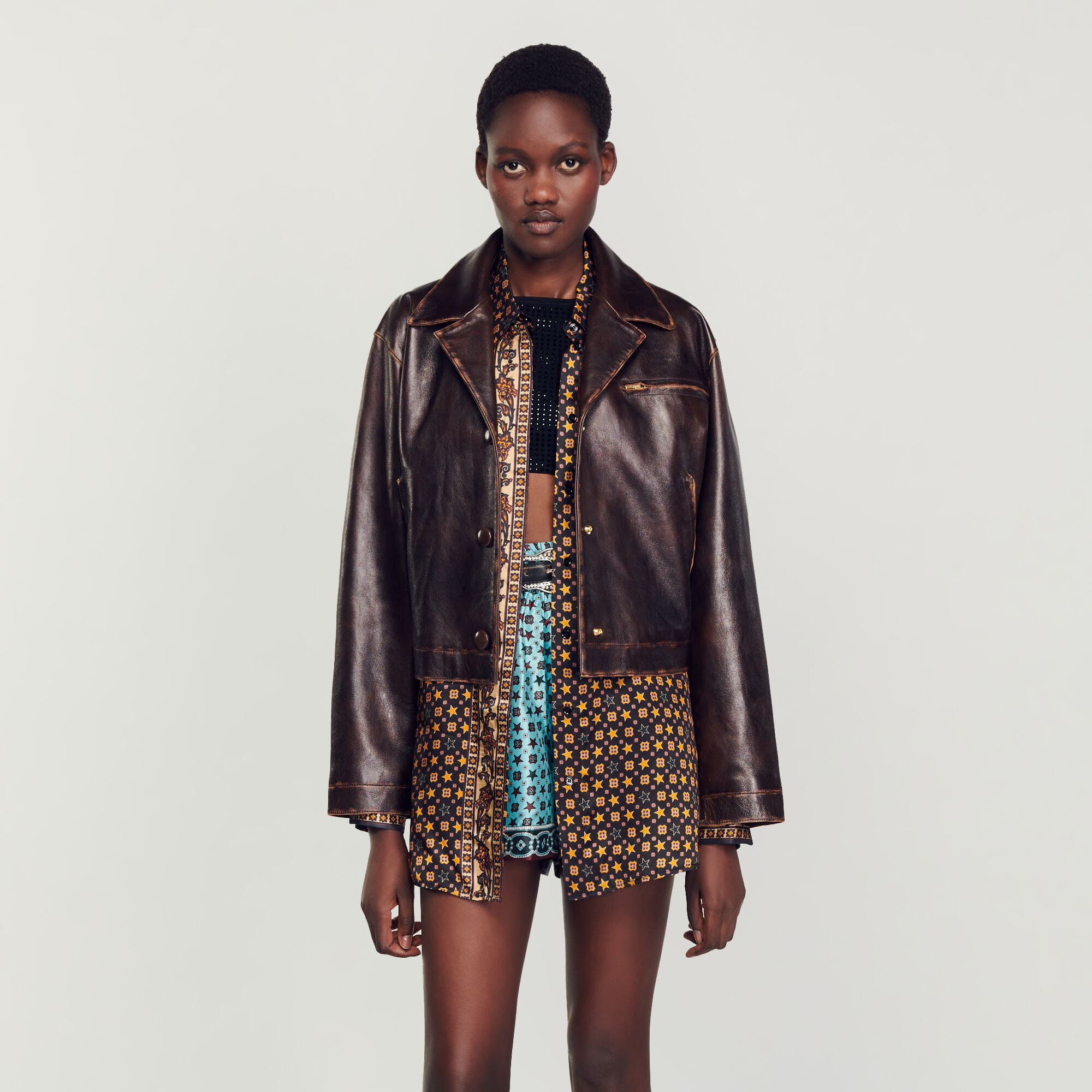 Distressed hotsell leather blazer