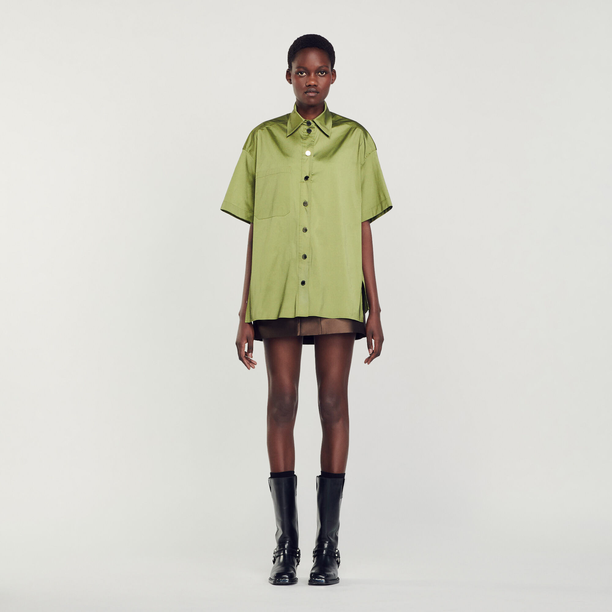 Oversize satin shirt