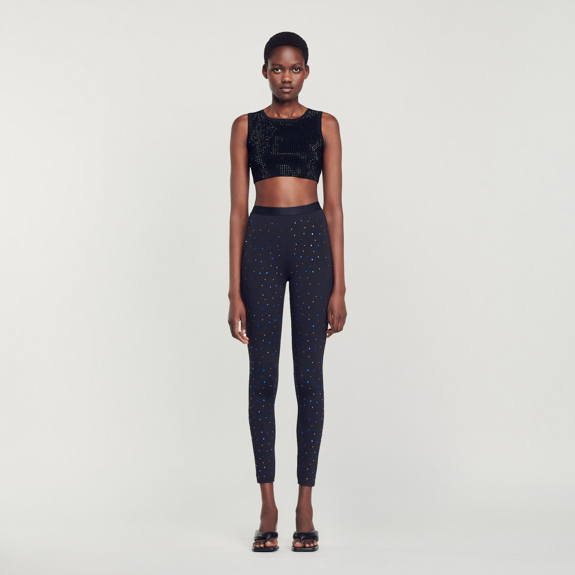 Leggings embellished with rhinestones Pants Sandro paris