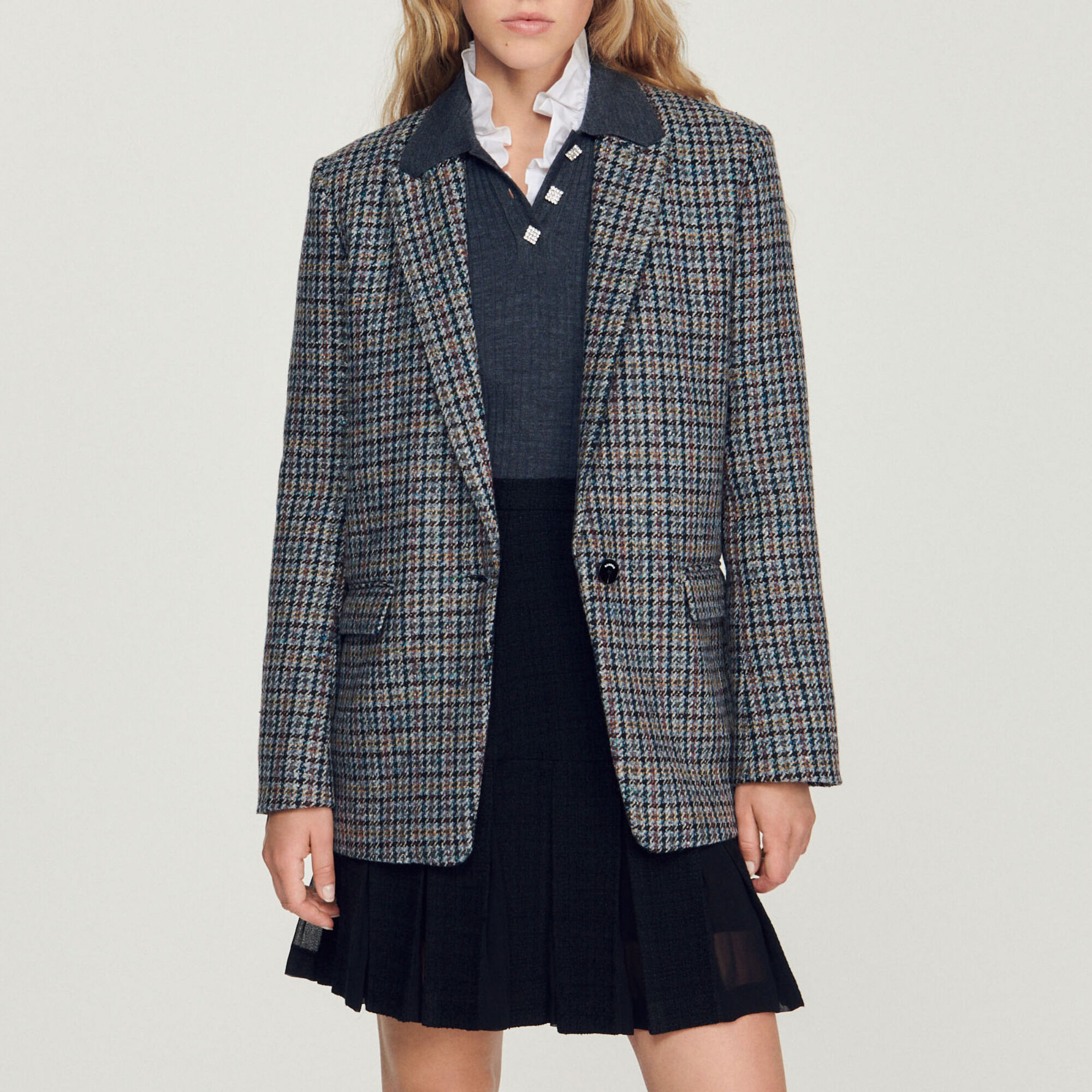 Sandro tartan tailored store jacket
