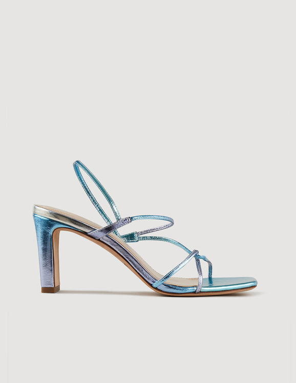 Sandals with thin straps Blue / Silver Femme