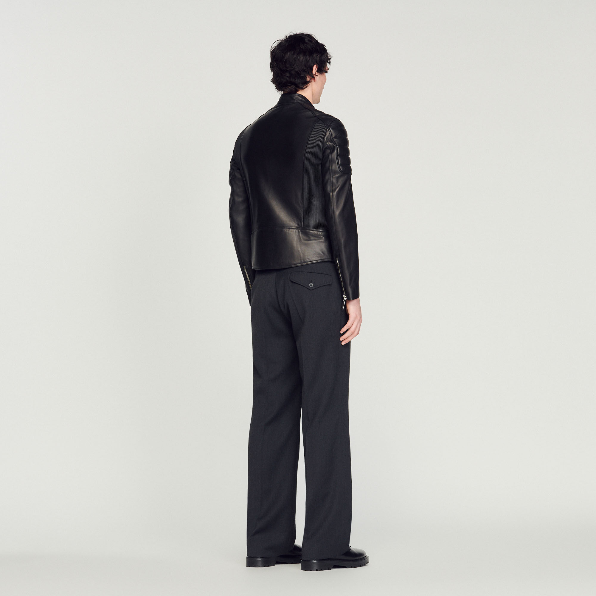 Sandro white sales leather jacket