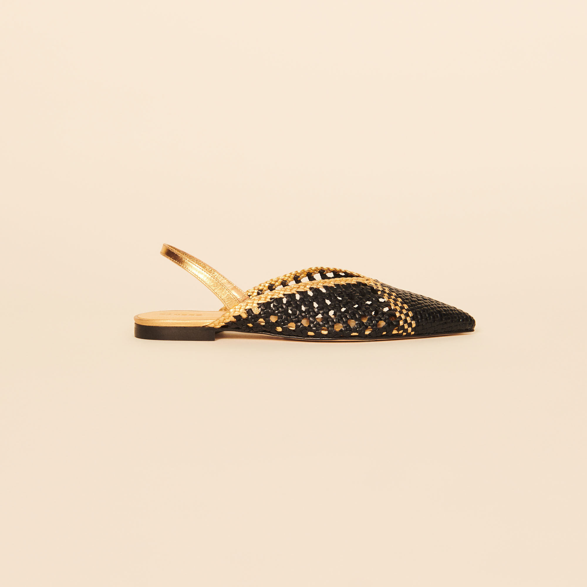 Woven leather slingbacks