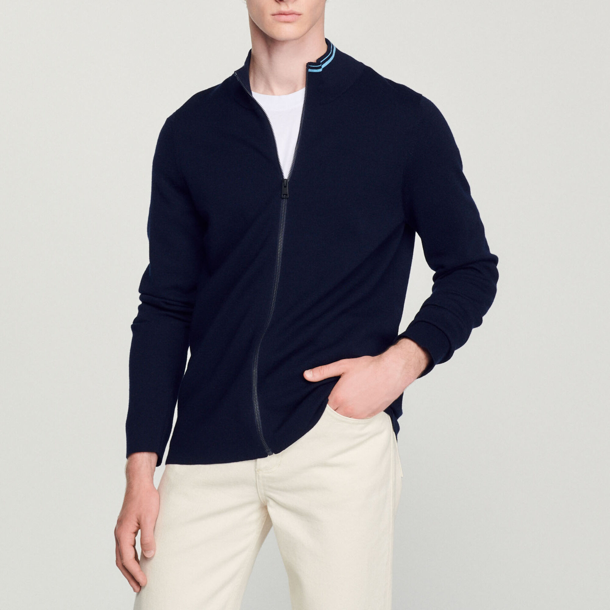 Cardigan zippé hotsell homme
