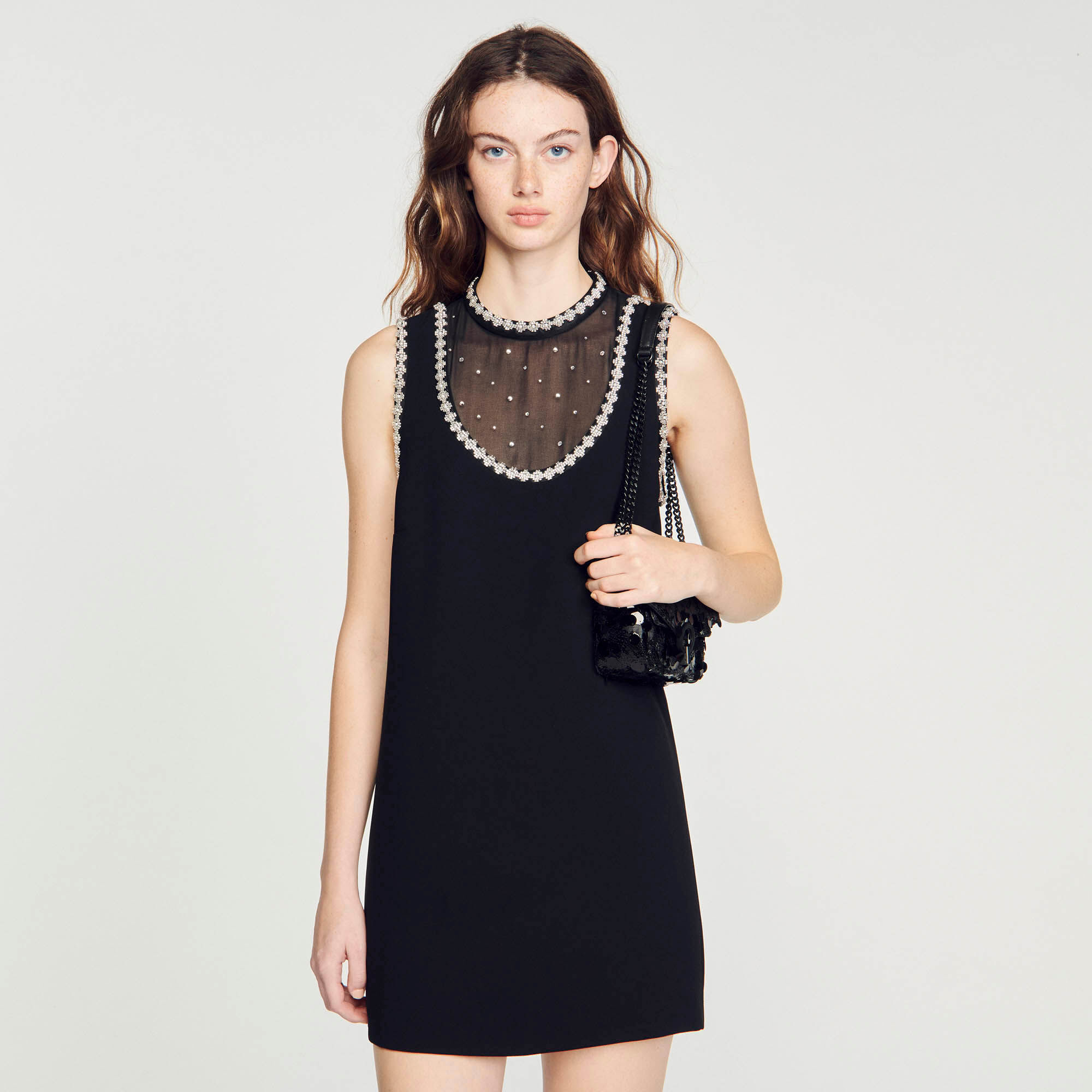 Short jewellery neck dress Dresses Sandro paris