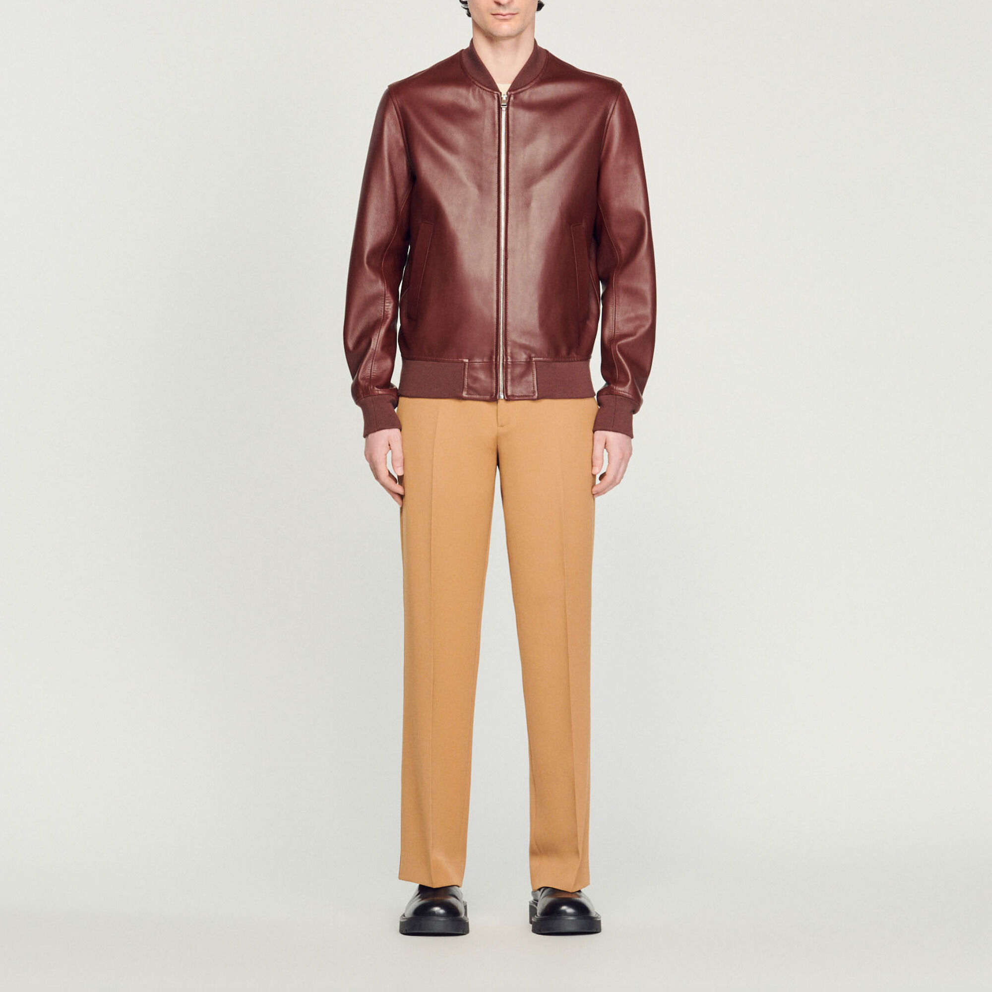 Sandro leather bomber on sale