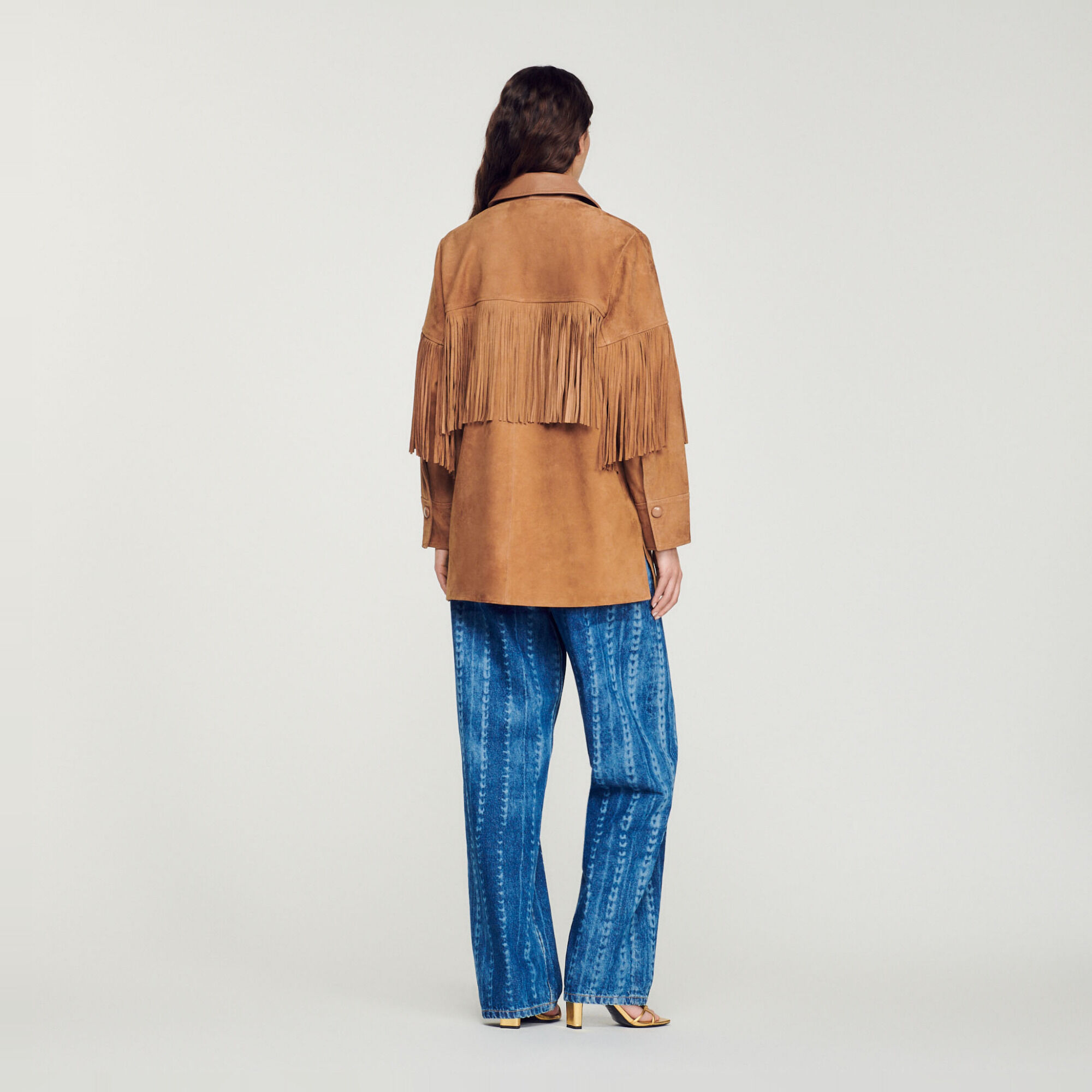 Sandro fringe on sale leather jacket
